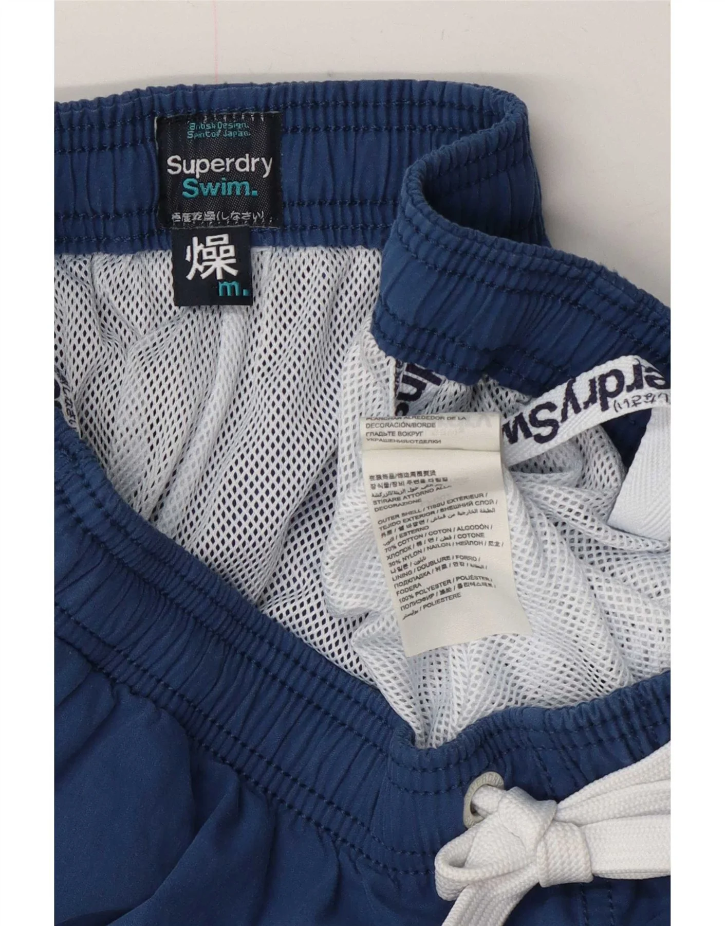 Superdry Mens Graphic Swimming Shorts Medium Navy Blue Colourblock Cotton - Image 3
