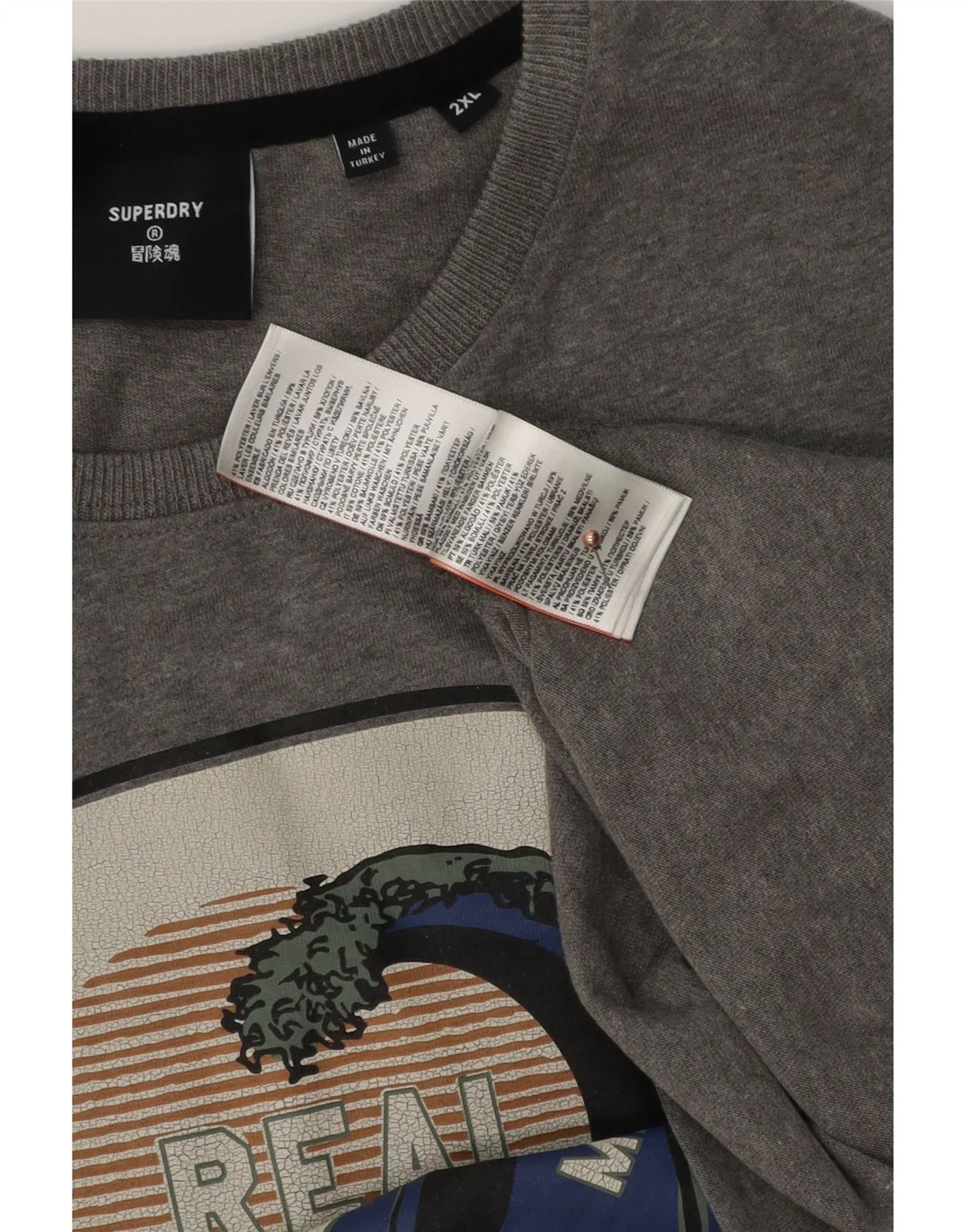 Superdry Mens Graphic T-Shirt Top 2XL Grey Cotton - Image 3
