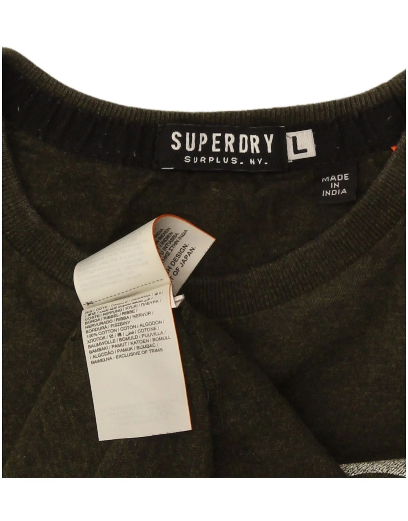 Superdry Mens Graphic T-Shirt Top Large Khaki Cotton - Image 4