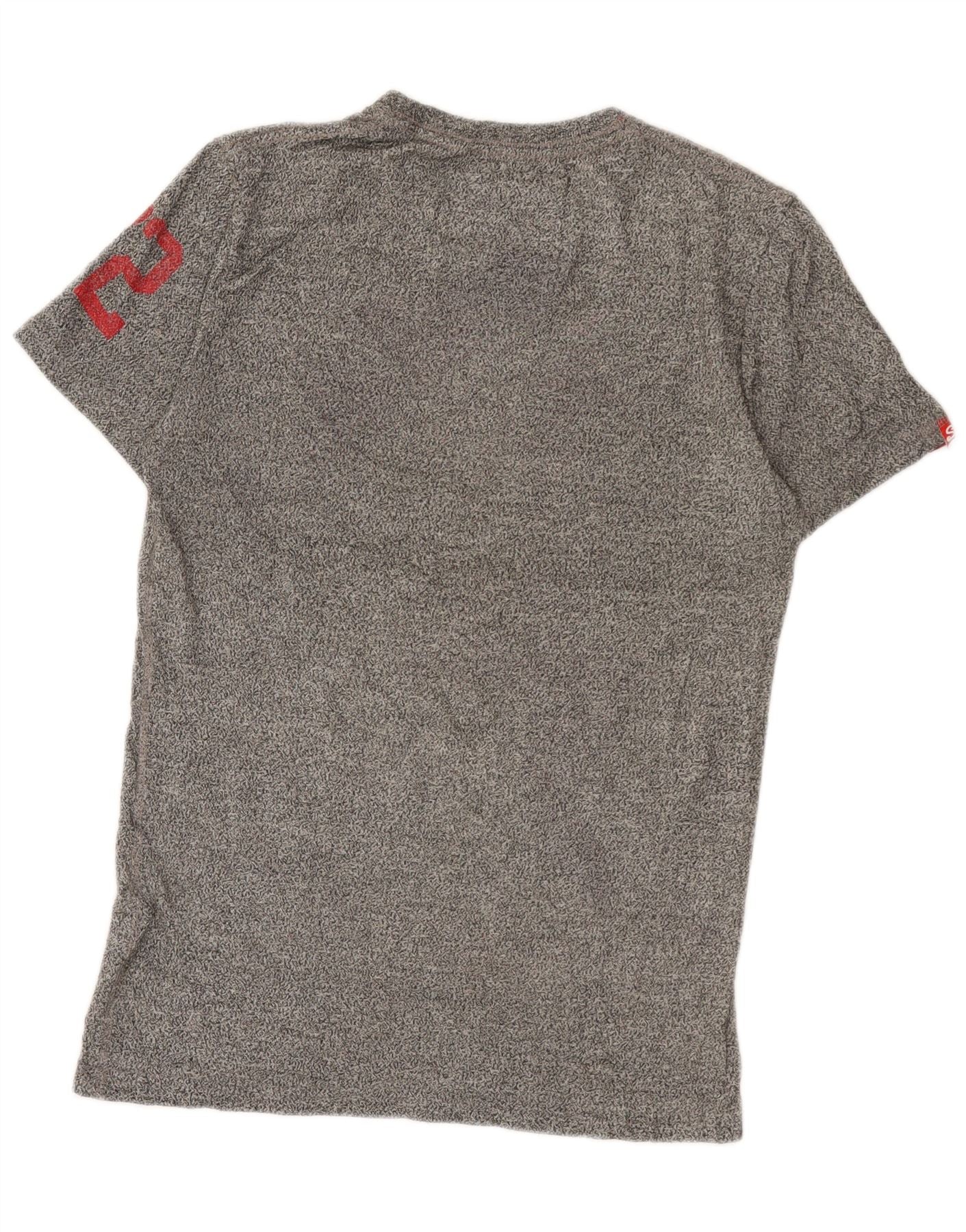 Superdry Mens Graphic T-Shirt Top Small Grey Flecked Cotton Sports - Image 2