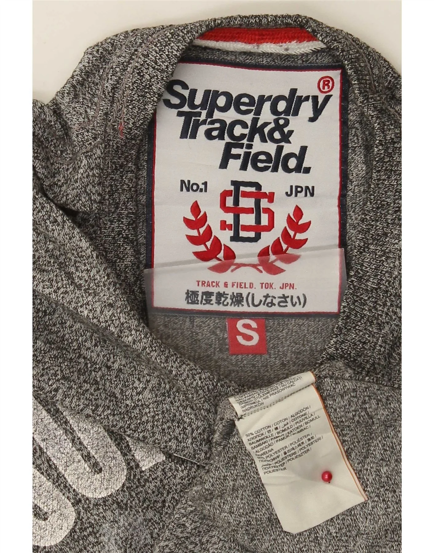 Superdry Mens Graphic T-Shirt Top Small Grey Flecked Cotton Sports - Image 3