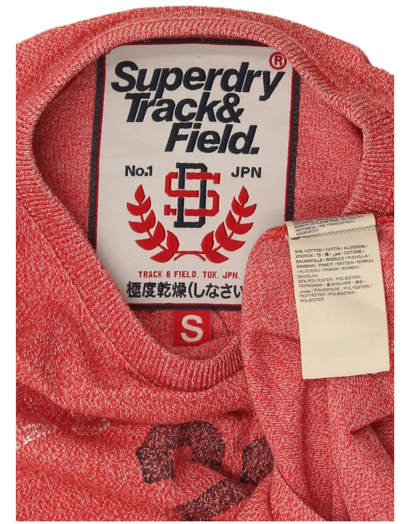 Superdry Mens Graphic T-Shirt Top Small Red Flecked Cotton - Image 3