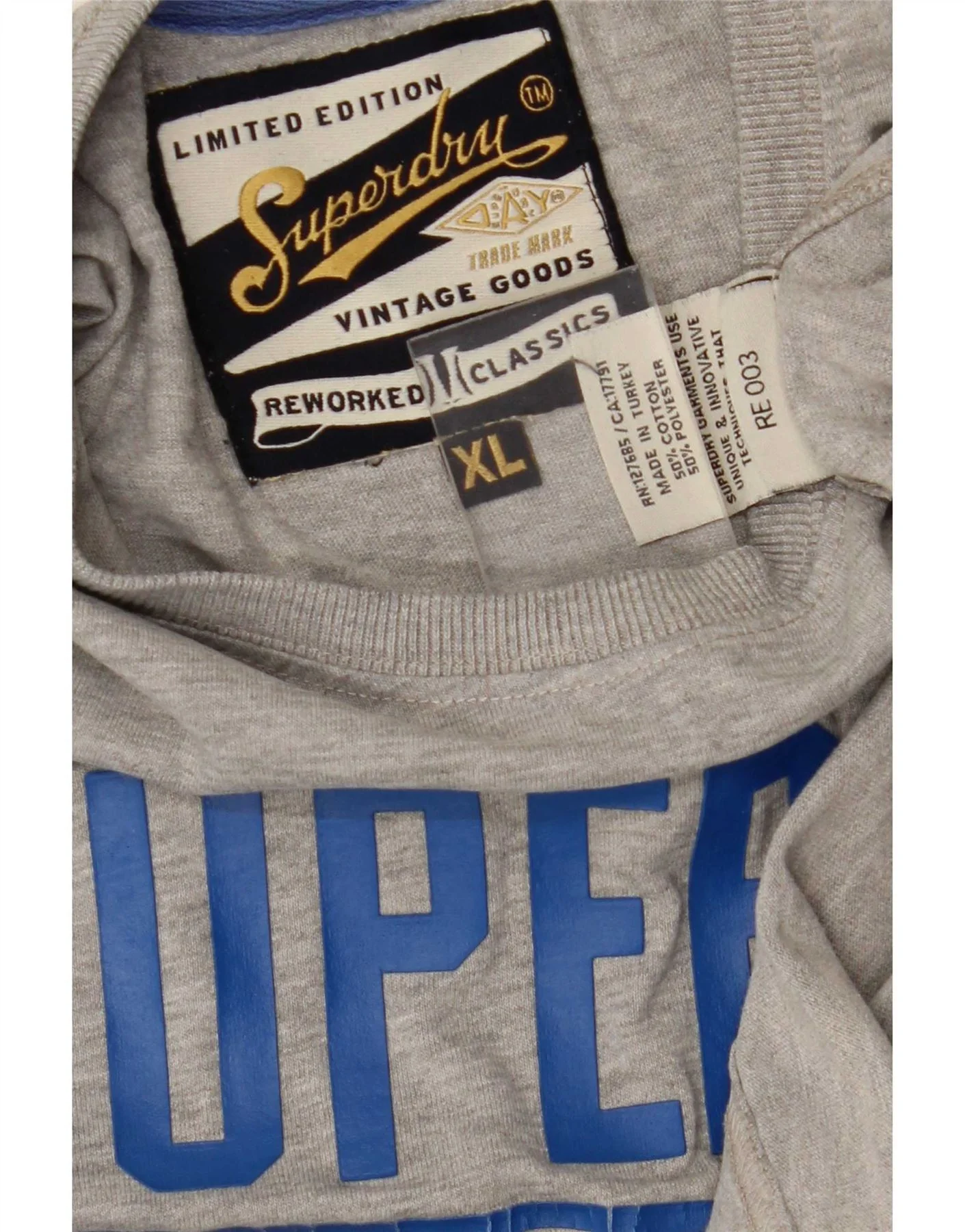 Superdry Mens Graphic T-Shirt Top XL Grey Cotton - Image 3