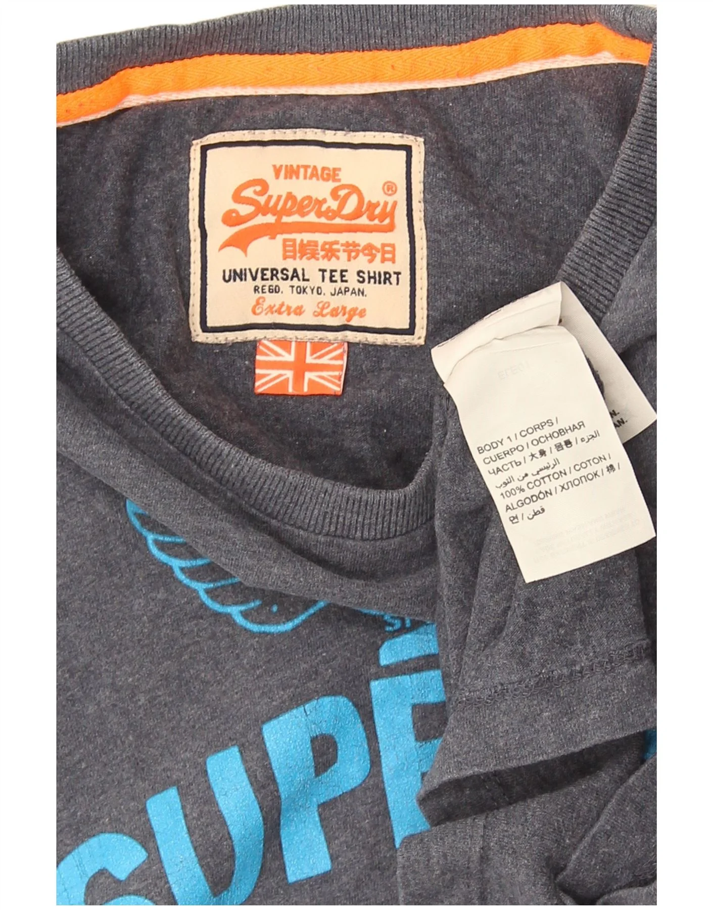 Superdry Mens Graphic T-Shirt Top XL Grey Cotton - Image 3