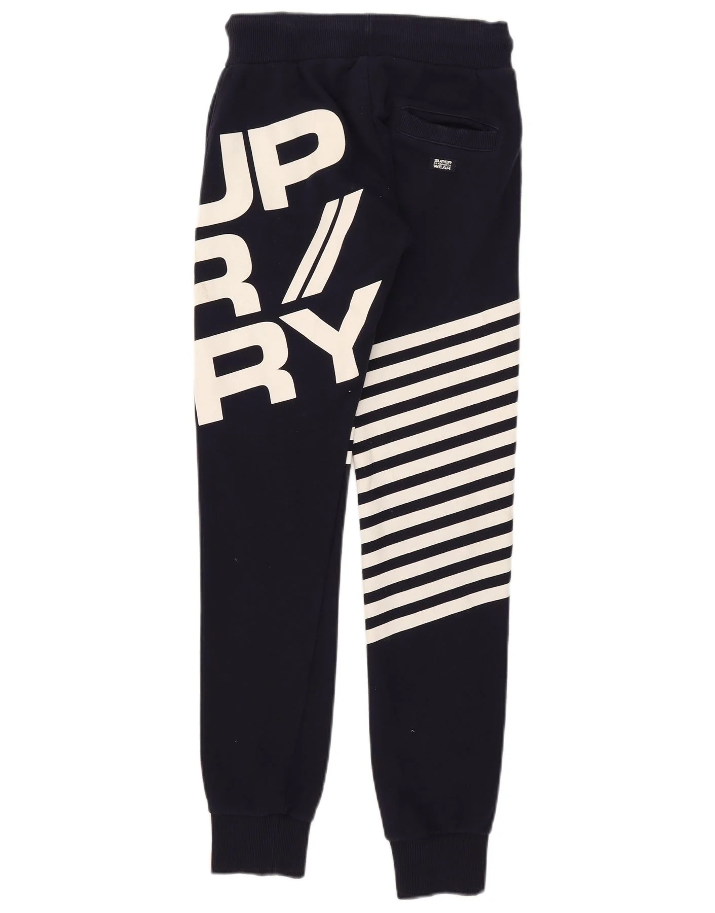 Superdry Mens Graphic Tracksuit Trousers Joggers XS Navy Blue Striped - Image 2
