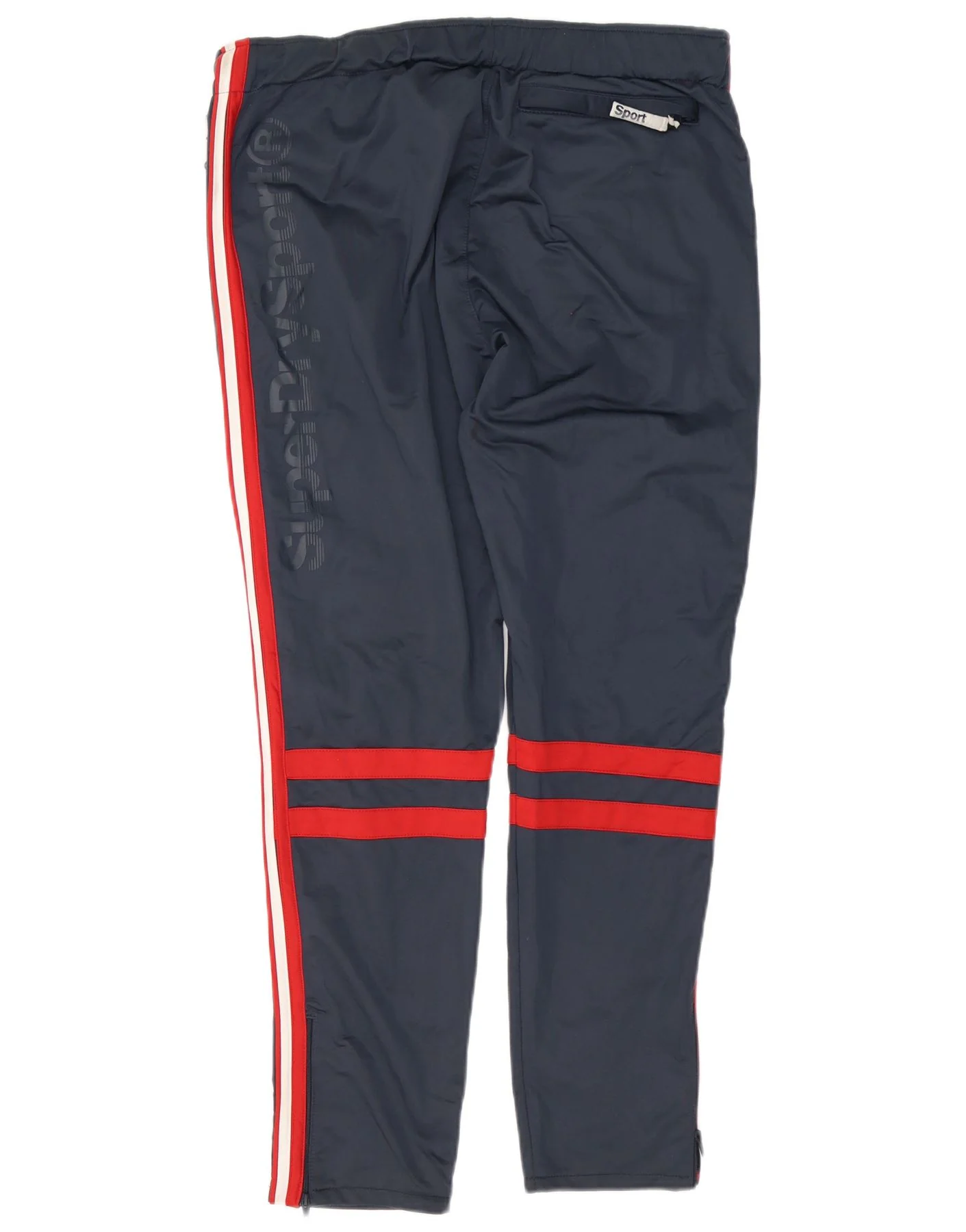 Superdry Mens Graphic Tracksuit Trousers XL Navy Blue Striped Polyester - Image 2