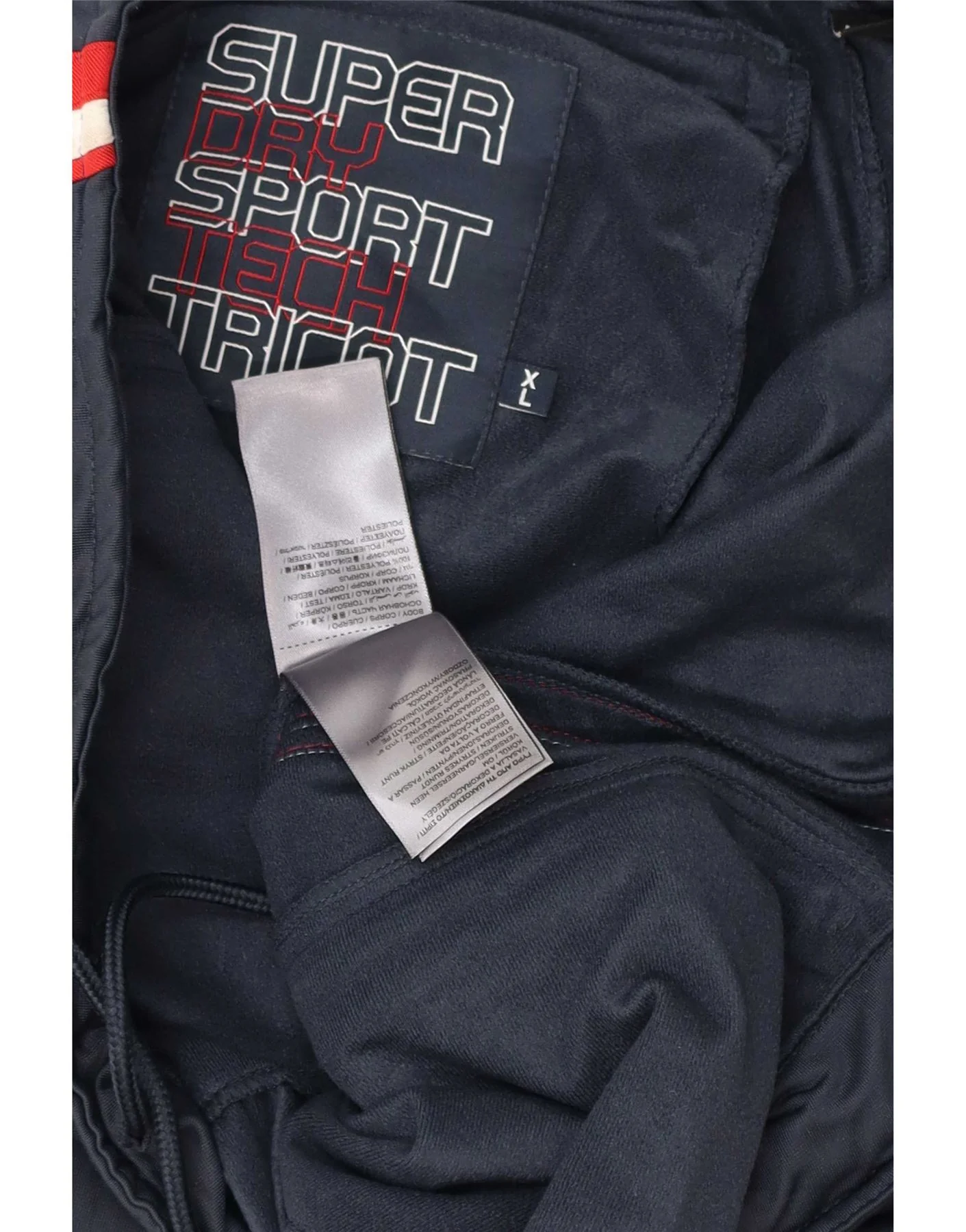 Superdry Mens Graphic Tracksuit Trousers XL Navy Blue Striped Polyester - Image 3