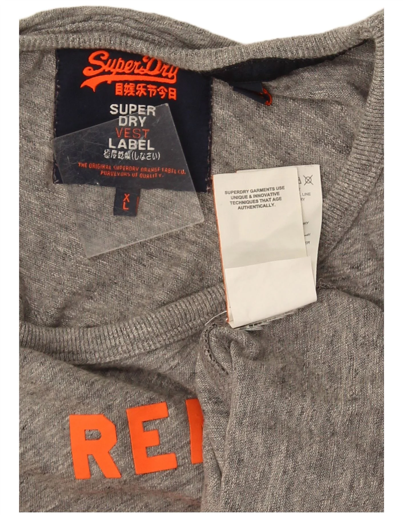 Superdry Mens Graphic Vest Top XL Grey Colourblock Cotton - Image 3