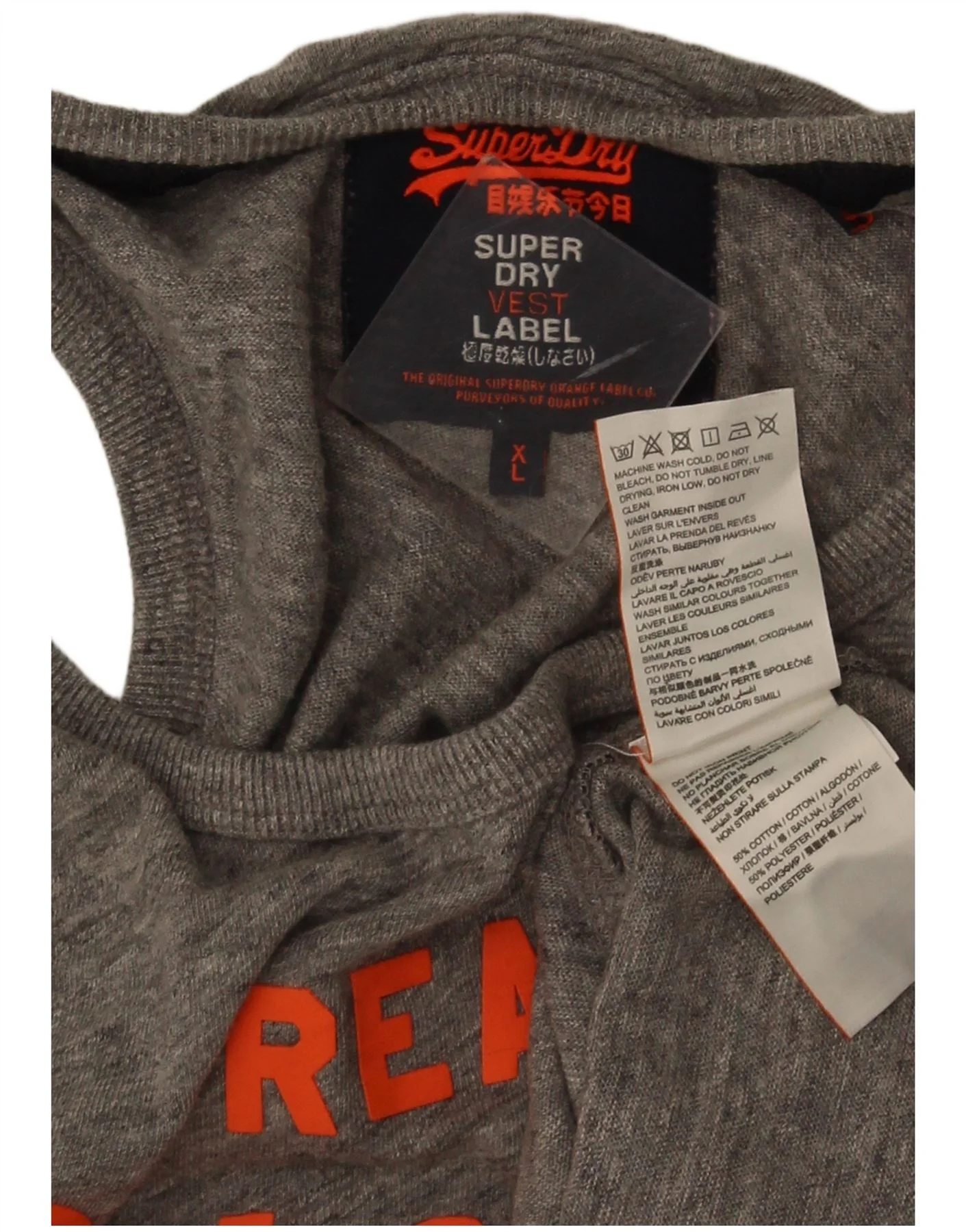 Superdry Mens Graphic Vest Top XL Grey Colourblock Cotton - Image 4