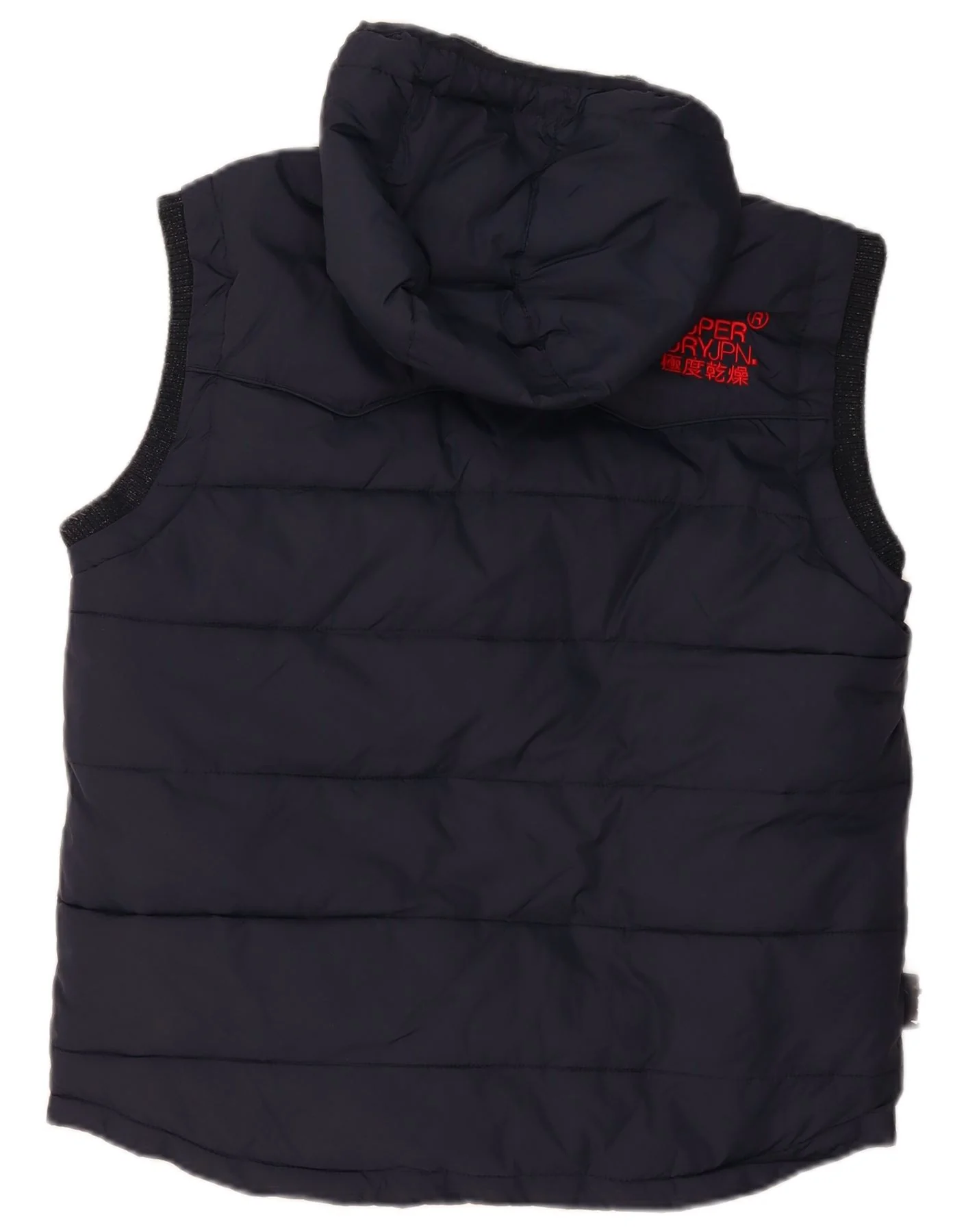 Superdry Mens Hooded Padded Gilet UK 42 XL Navy Blue Polyester - Image 2