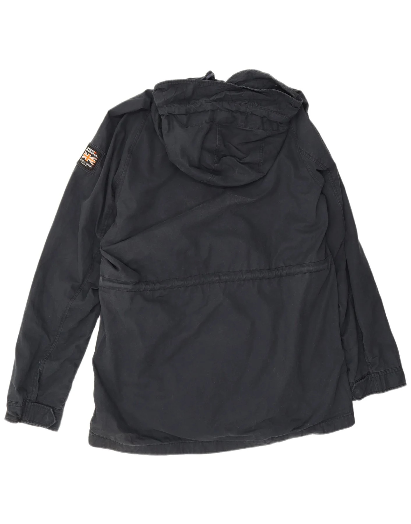 Superdry Mens Hooded Parka Jacket UK 46 3XL Navy Blue Cotton - Image 2