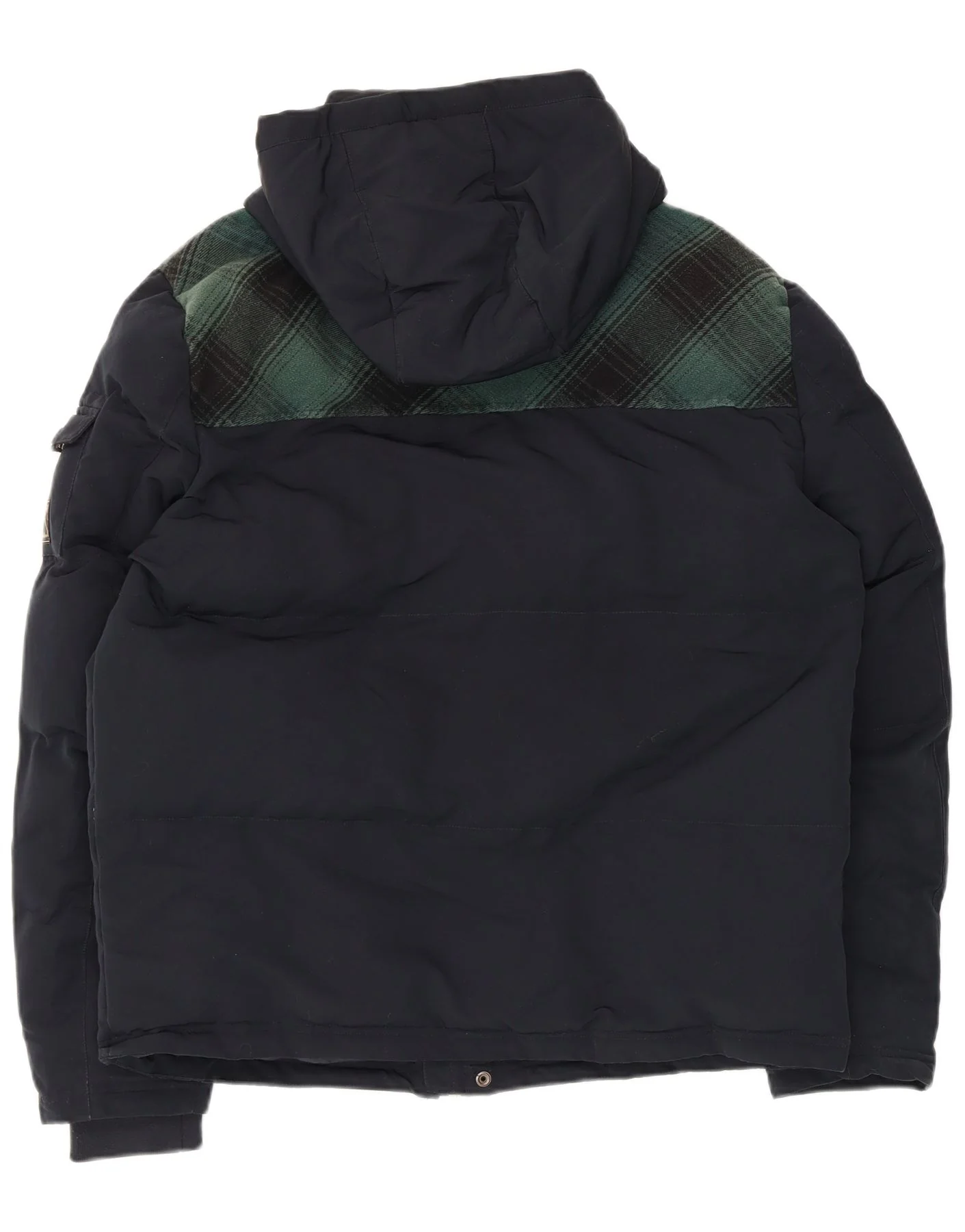 Superdry Mens Hooded Ski Jacket UK 42 XL Navy Blue Check Polyester - Image 2