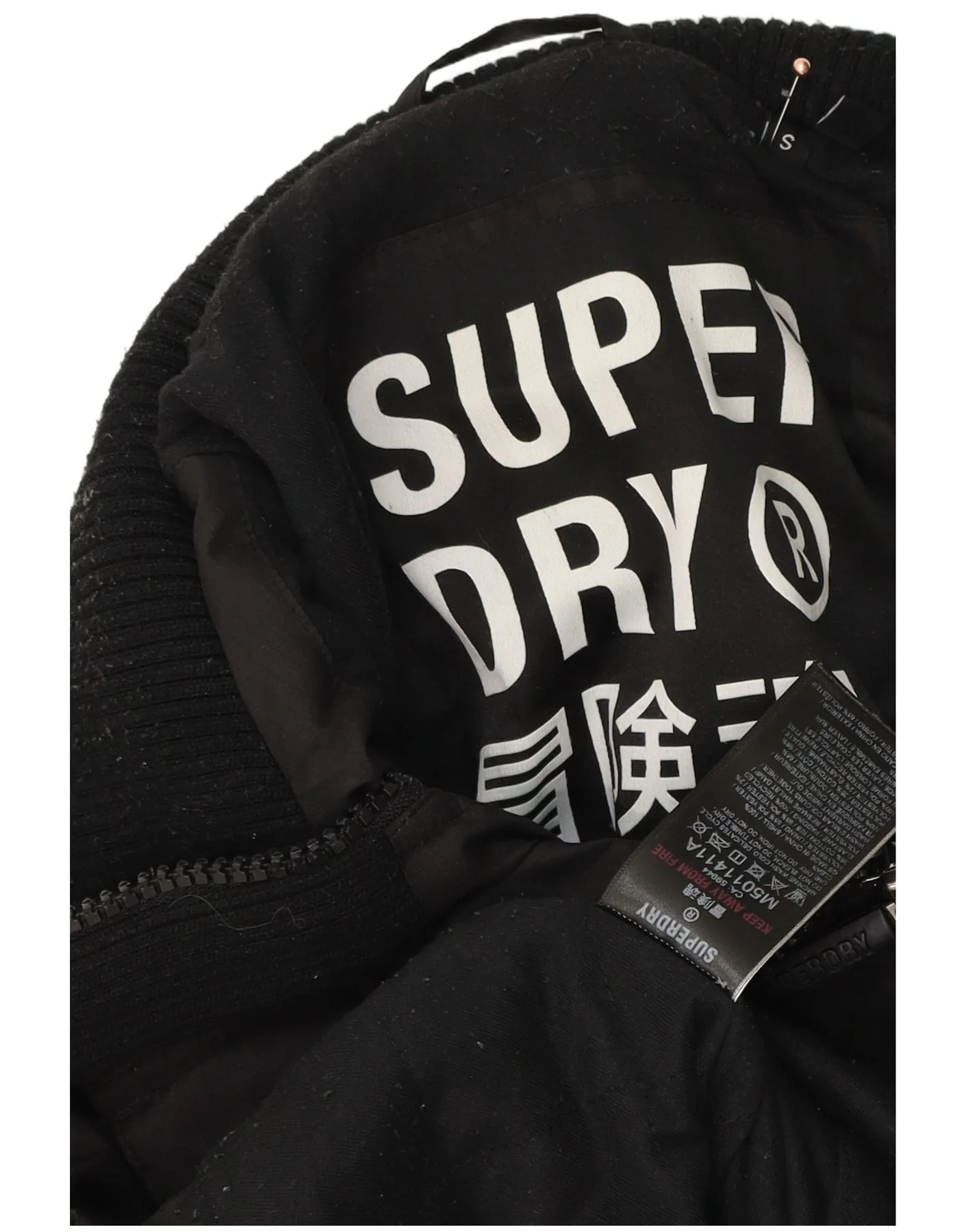 Superdry Mens Hooded Windbreaker Jacket UK 36 Small Black Polyester - Image 4