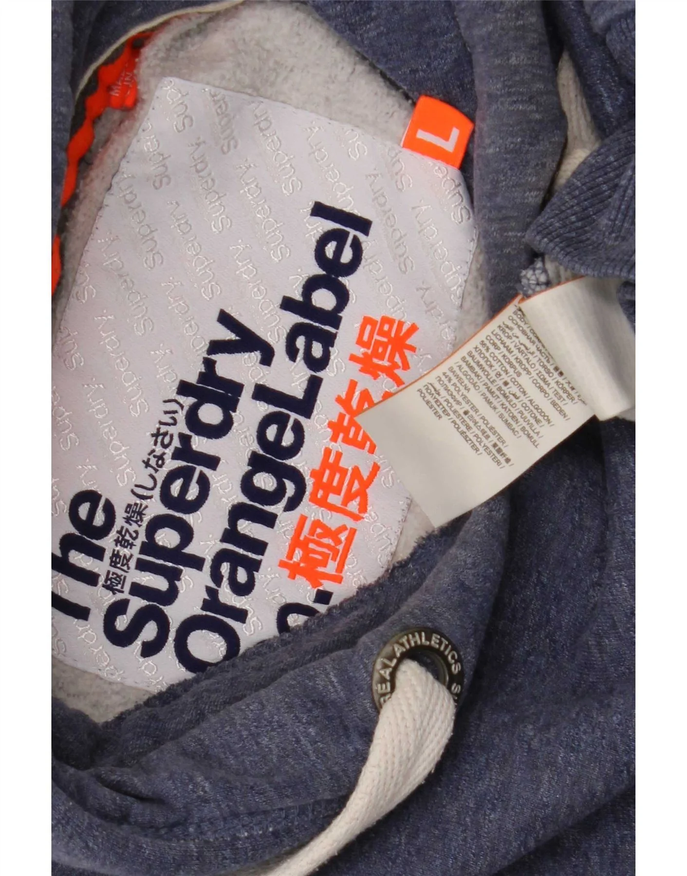 Superdry Mens Hoodie Jumper Large Navy Blue Cotton - Image 3