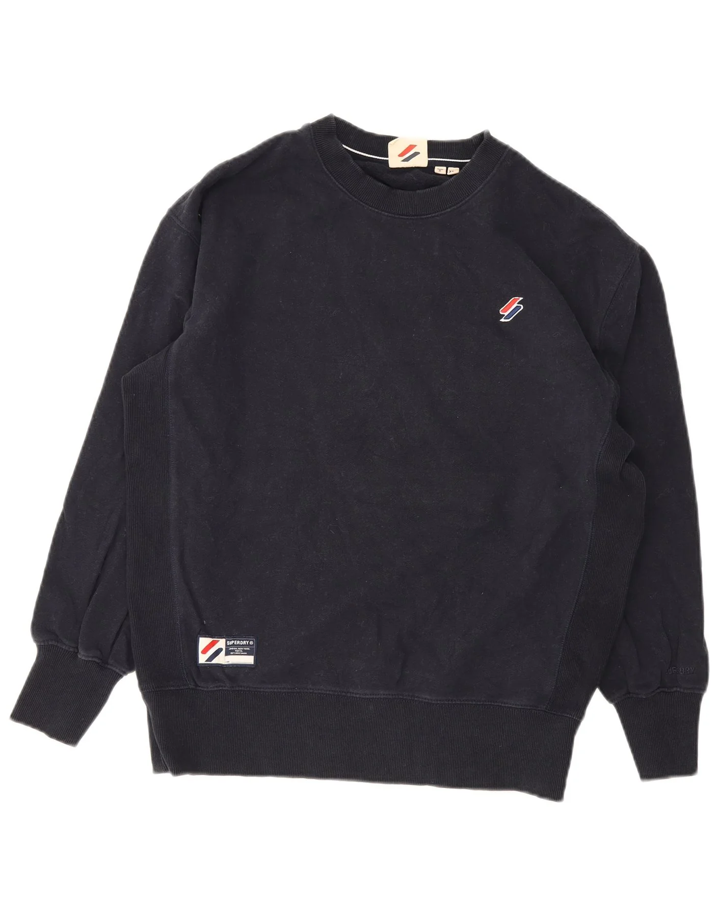 Superdry Mens Loose Fit Sweatshirt Jumper XS Navy Blue Cotton