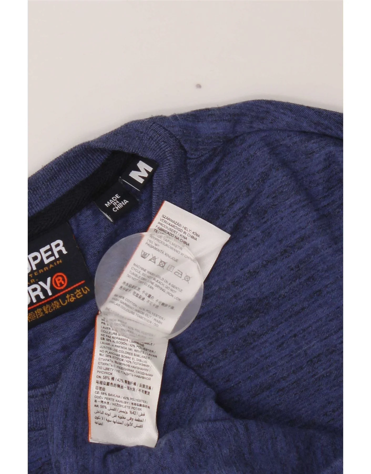 Superdry Mens Regular Graphic T-Shirt Top Medium Blue Flecked Cotton - Image 3