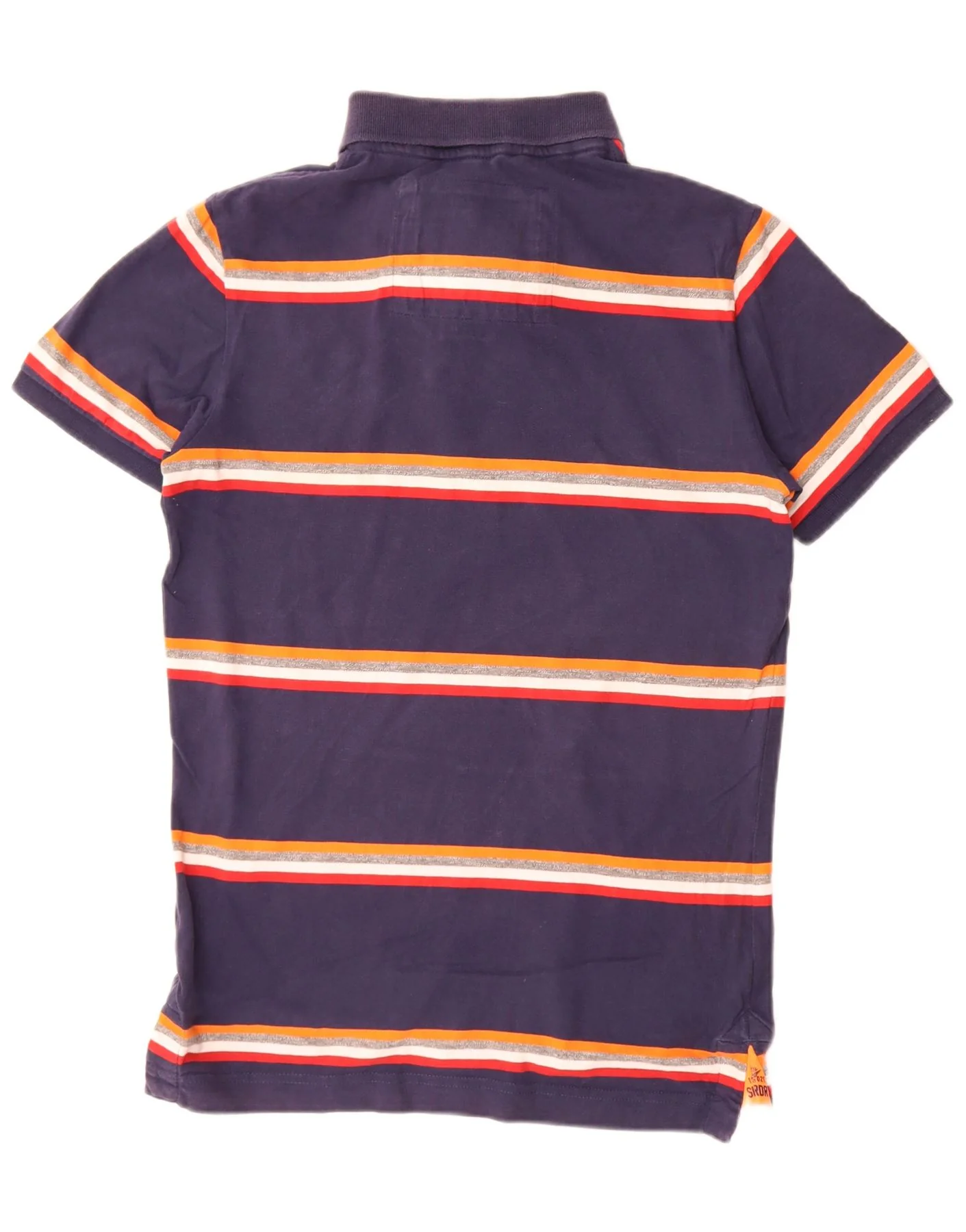 Superdry Mens Rugby Polo Shirt Medium Navy Blue Striped Cotton - Image 2