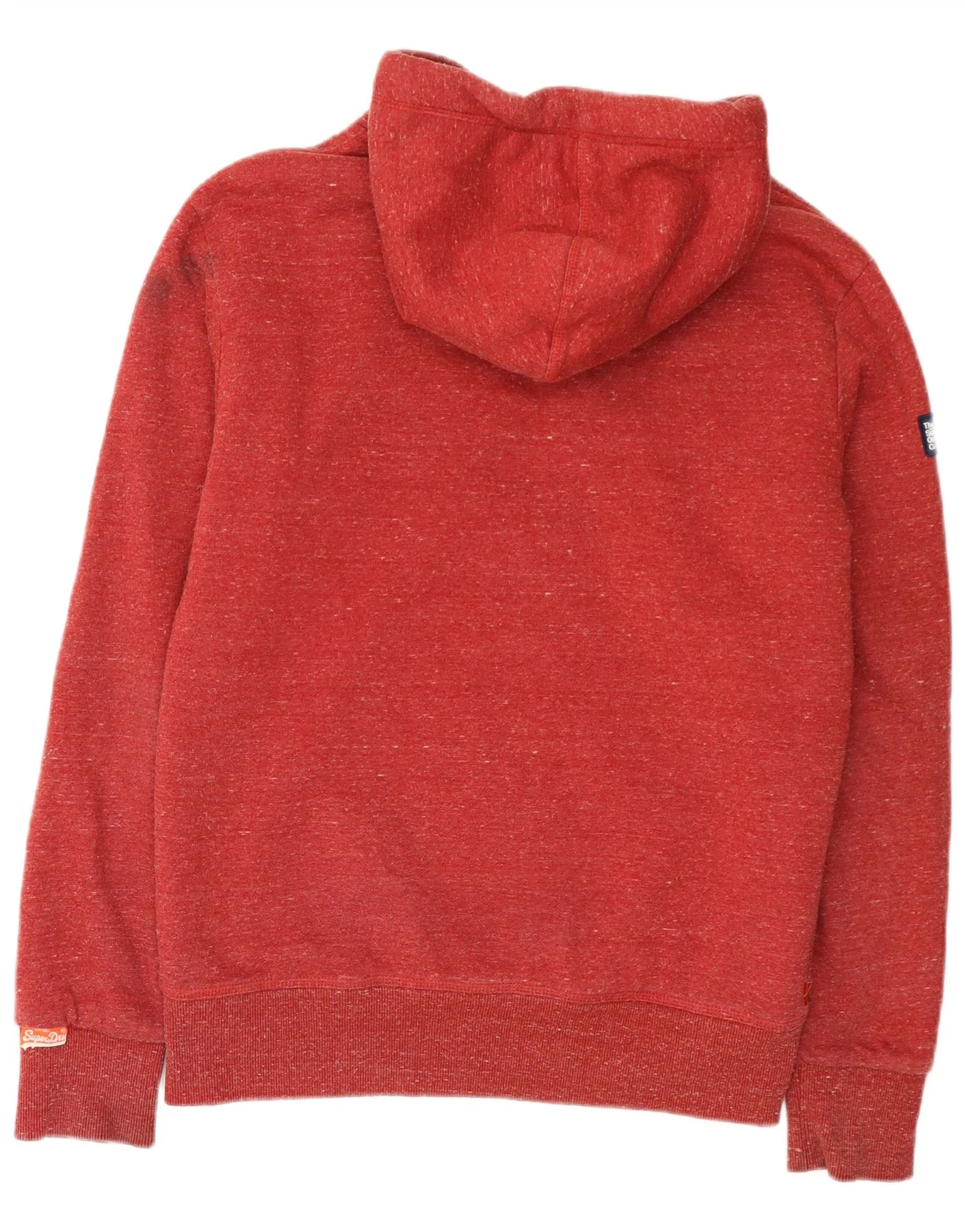 Superdry Mens Sherpa Zip Hoodie Sweater Medium Red Flecked Cotton - Image 2