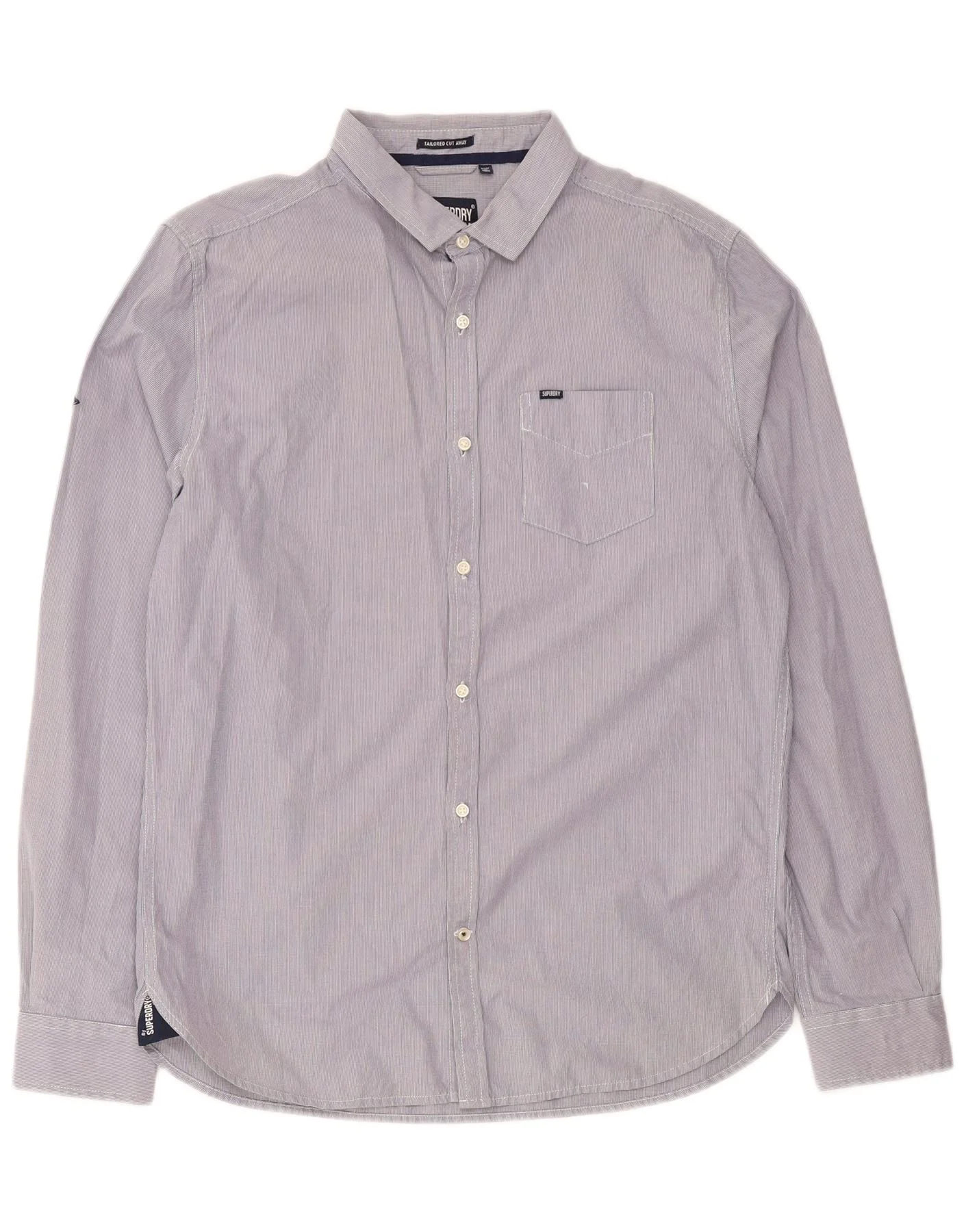 Superdry Mens Shirt XL Navy Blue Pinstripe Cotton