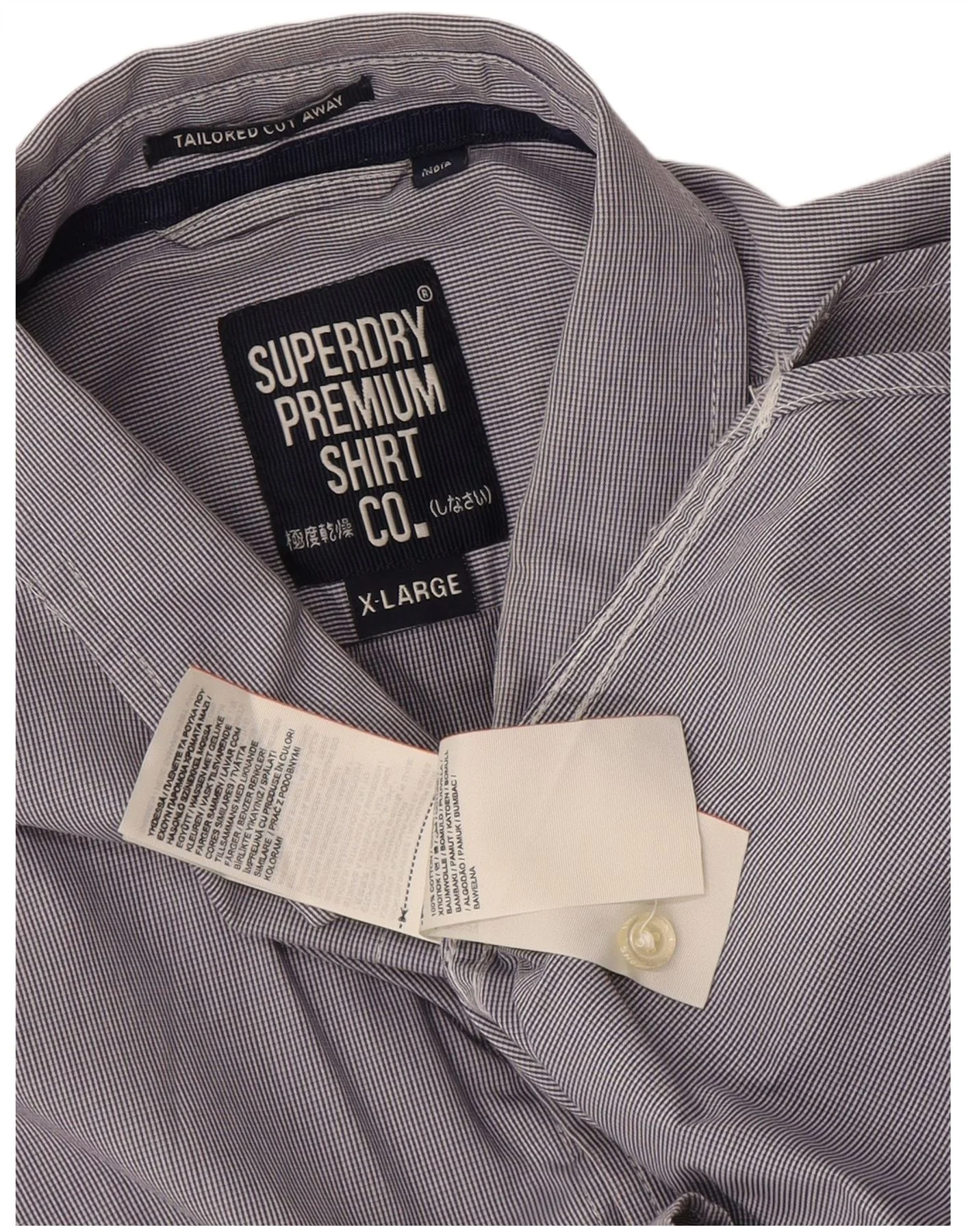 Superdry Mens Shirt XL Navy Blue Pinstripe Cotton - Image 3