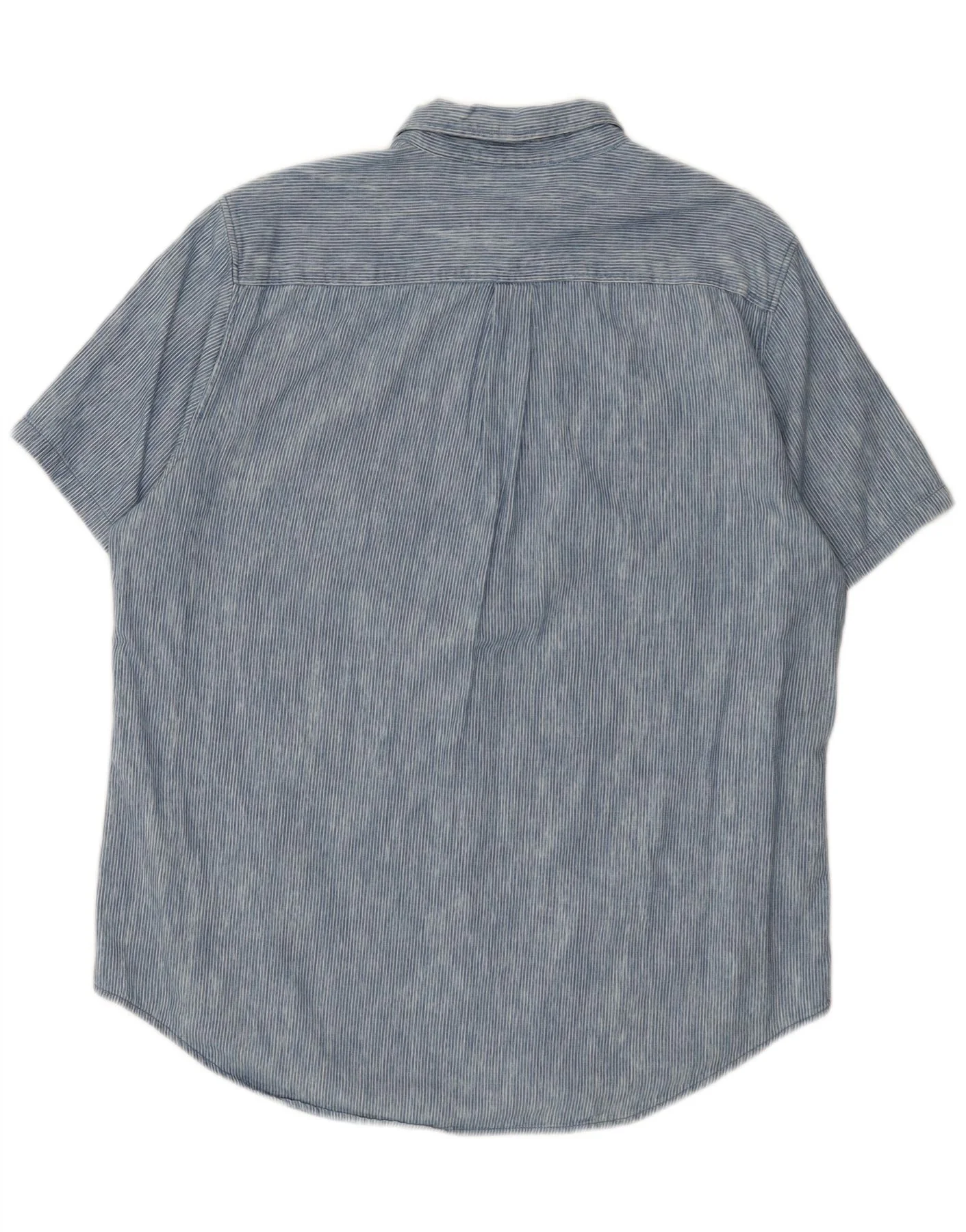 Superdry Mens Short Sleeve Regular Fit Shirt 2XL Blue Pinstripe Cotton - Image 2
