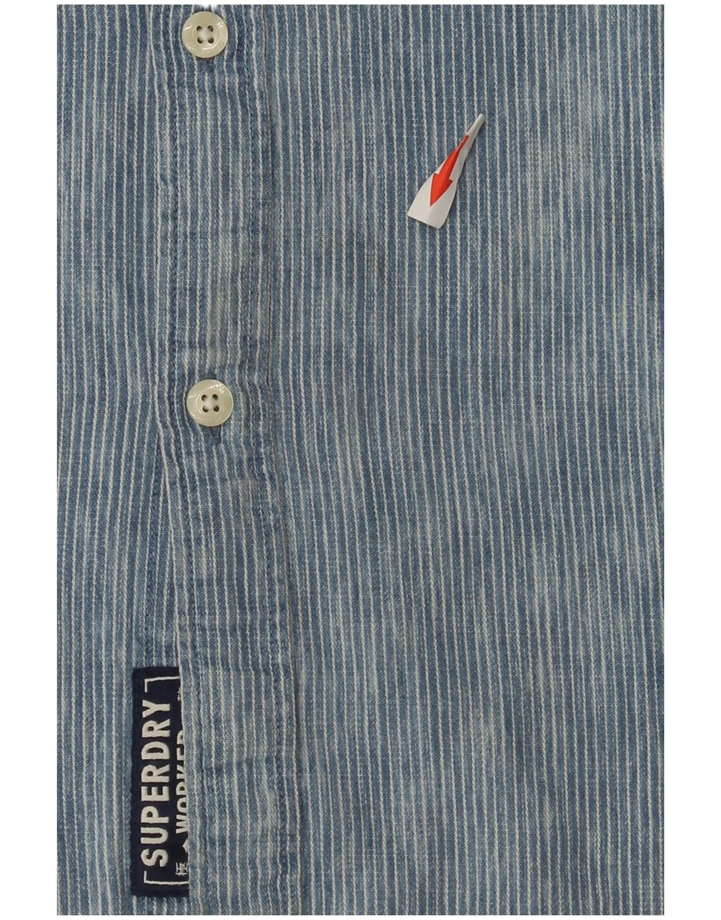 Superdry Mens Short Sleeve Regular Fit Shirt 2XL Blue Pinstripe Cotton - Image 3