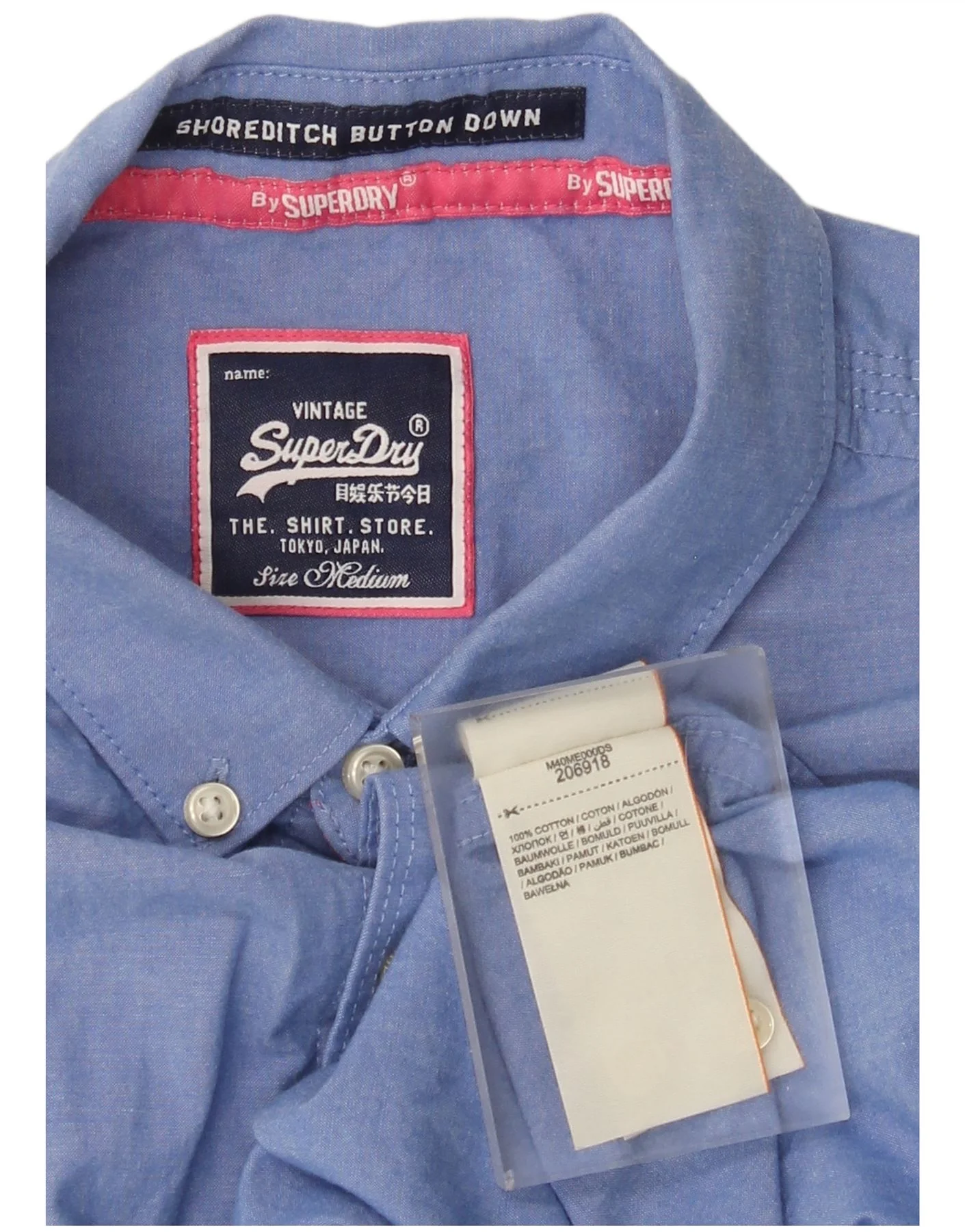 Superdry Mens Short Sleeve Shirt Medium Blue Cotton - Image 3