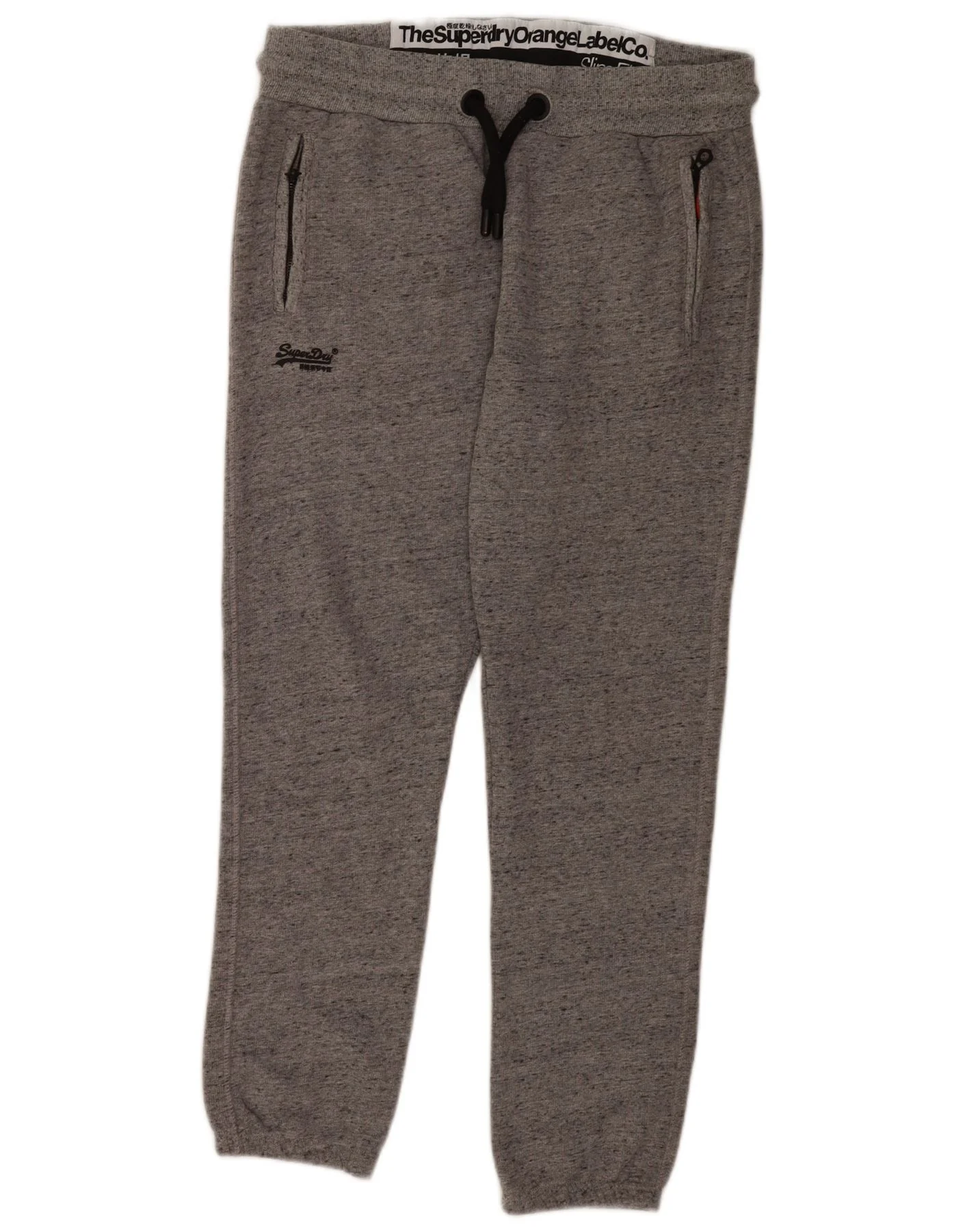 Superdry Mens Slim Fit Tracksuit Trousers Joggers Large Grey Flecked Cotton