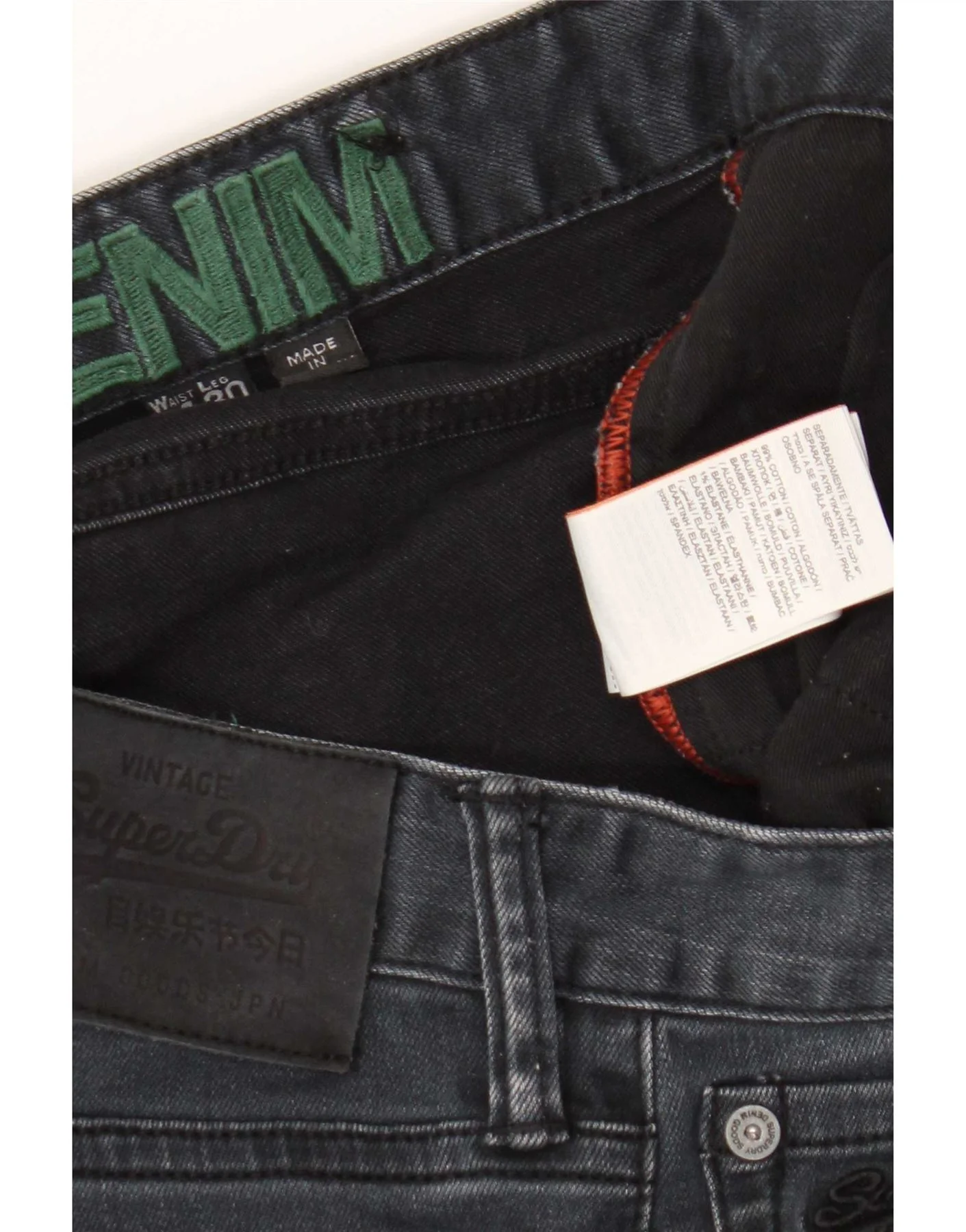 Superdry Mens Slim Jeans W34 L27 Black Cotton - Image 3
