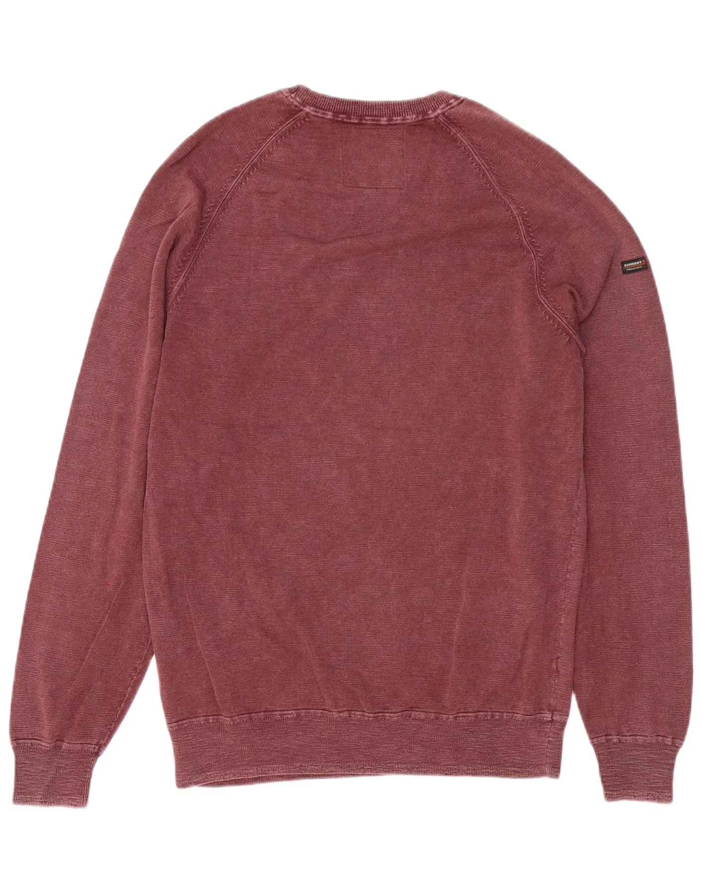 Superdry Mens Sweatshirt Jumper Large Burgundy Cotton - Image 2