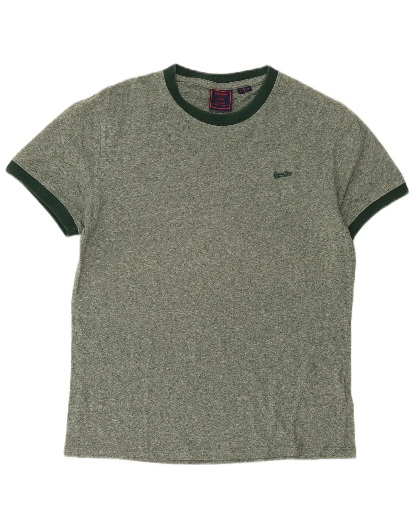 Superdry Mens T-Shirt Top Medium Green Flecked Cotton