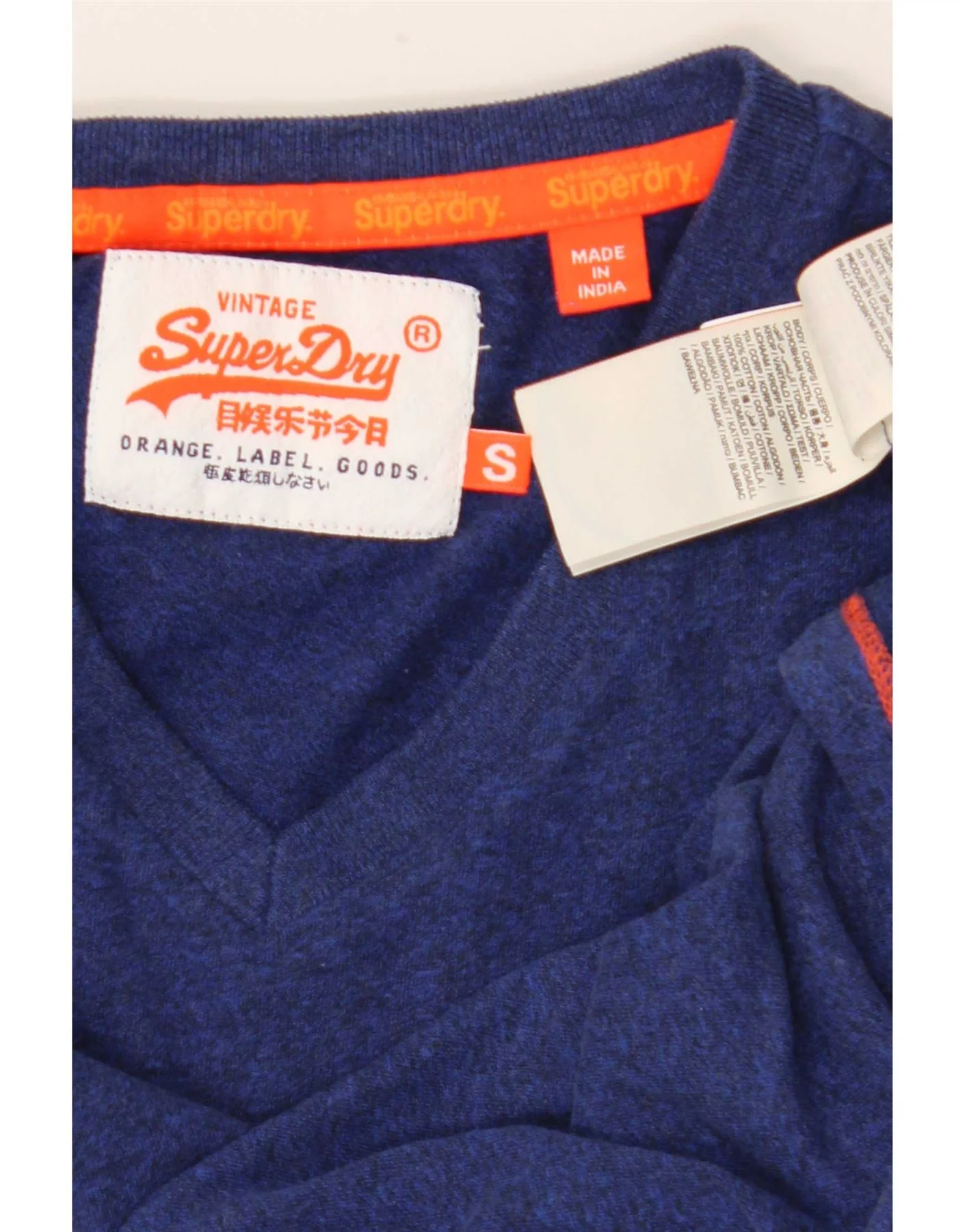 Superdry Mens T-Shirt Top Small Navy Blue Cotton - Image 3