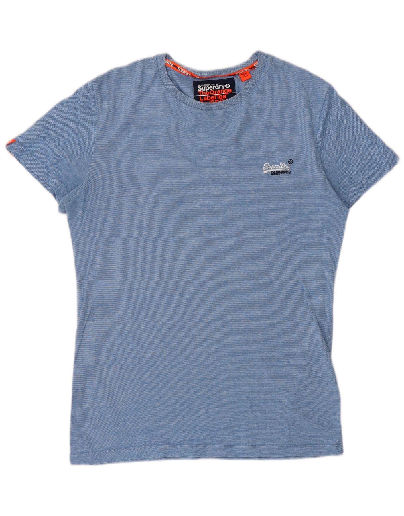 Superdry Mens T-Shirt Top XS Blue Pinstripe Cotton