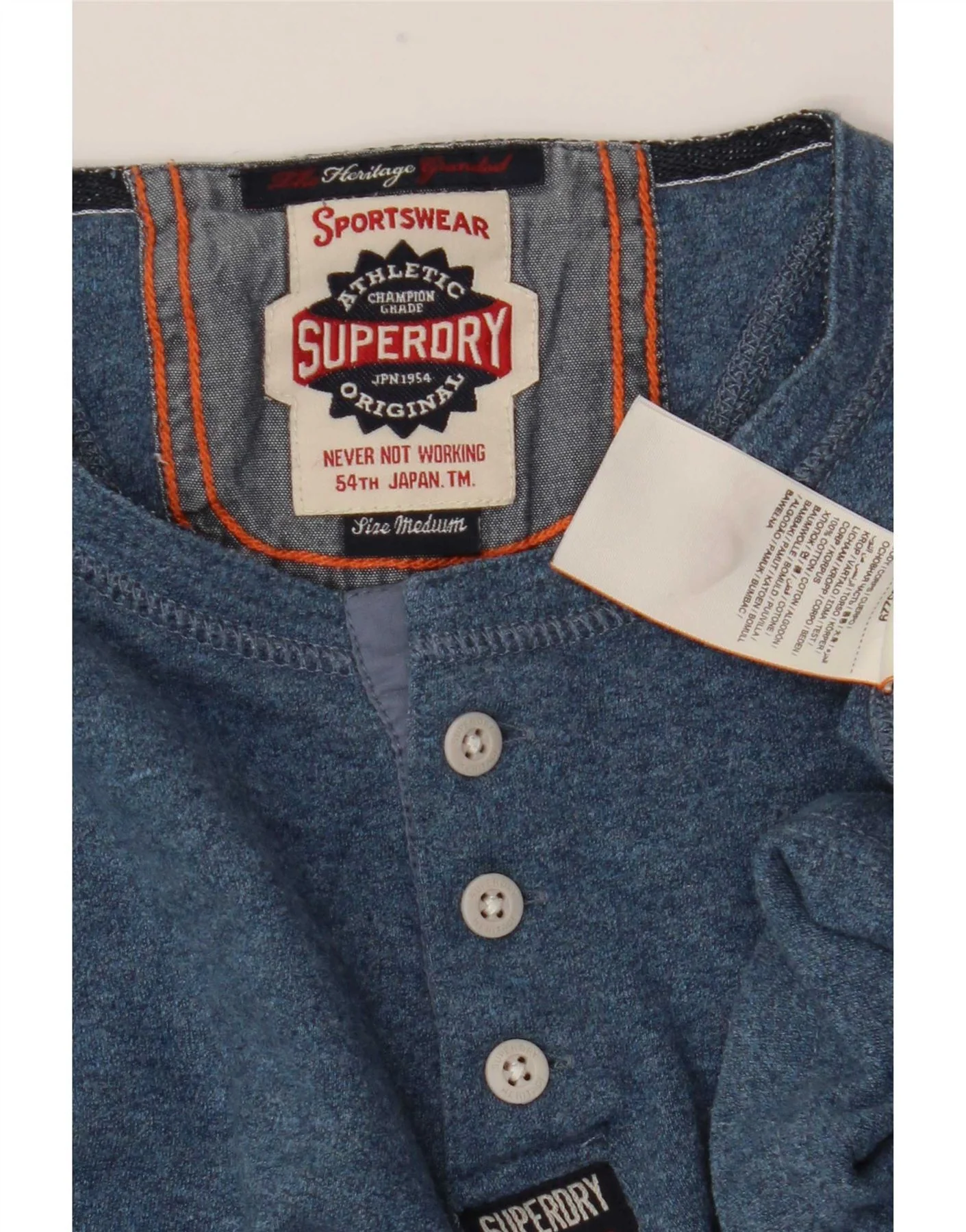 Superdry Mens Top Long Sleeve Medium Blue Cotton - Image 5
