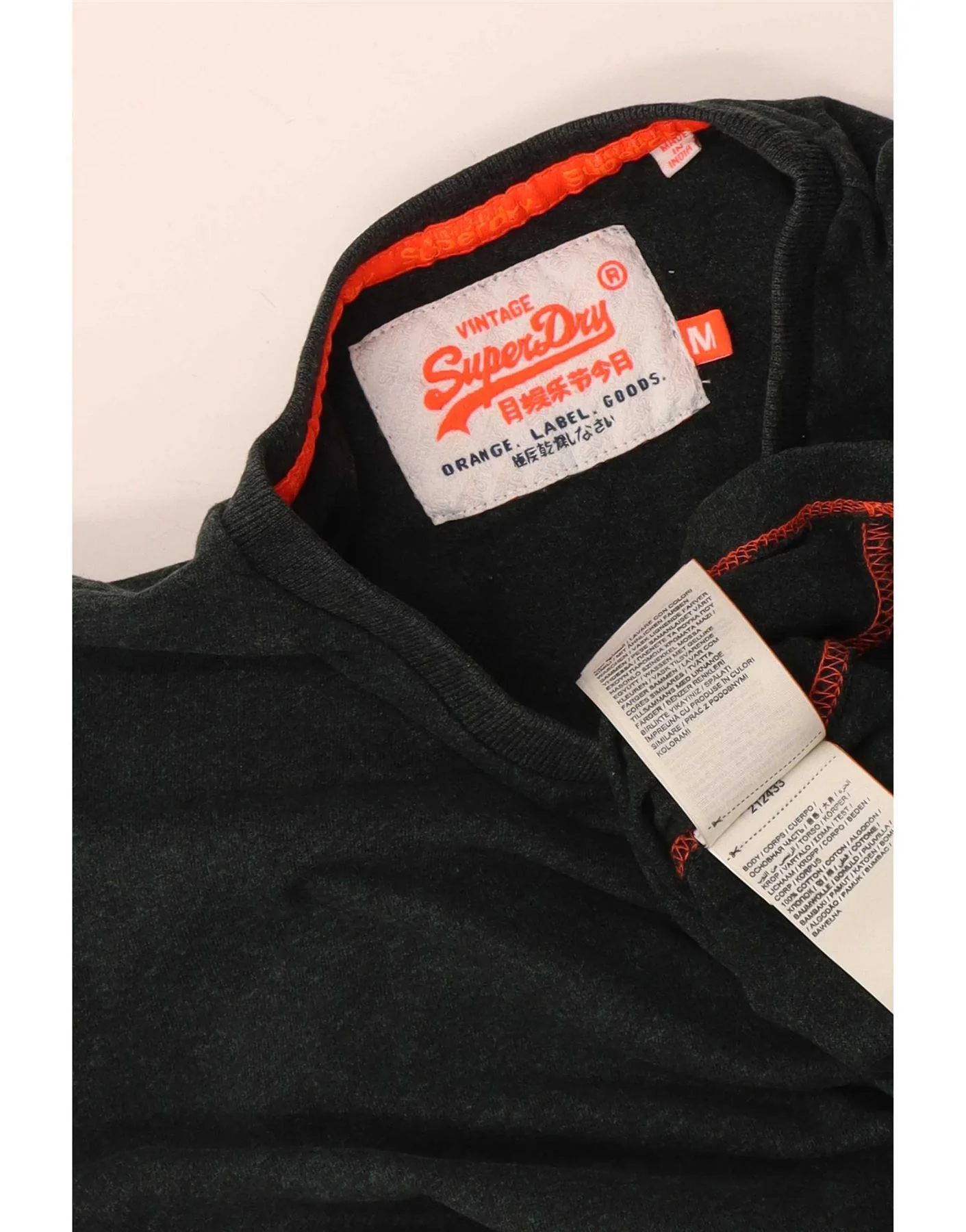 Superdry Mens Top Long Sleeve Medium Green Cotton - Image 3