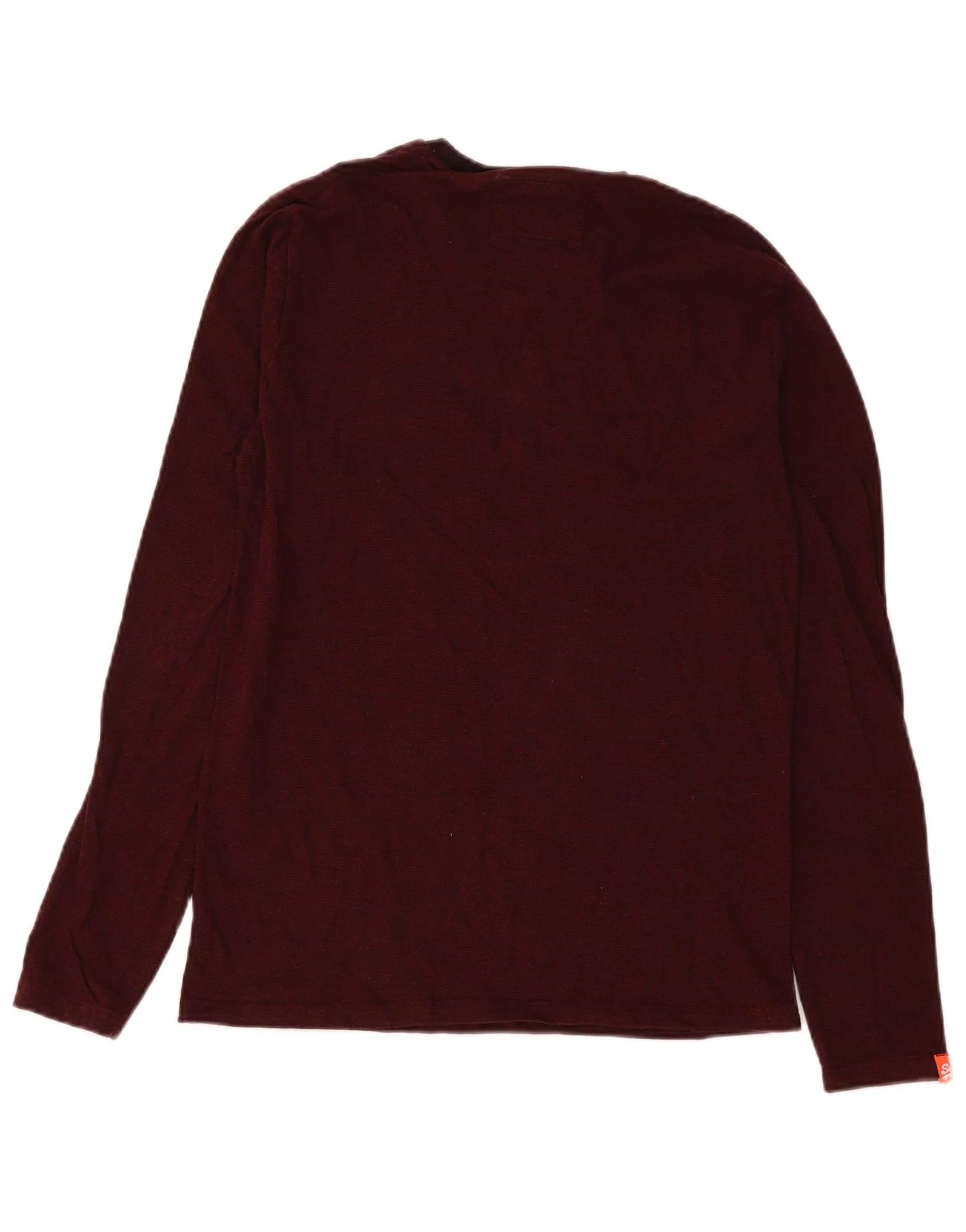 Superdry Mens Top Long Sleeve Small Burgundy Cotton - Image 2