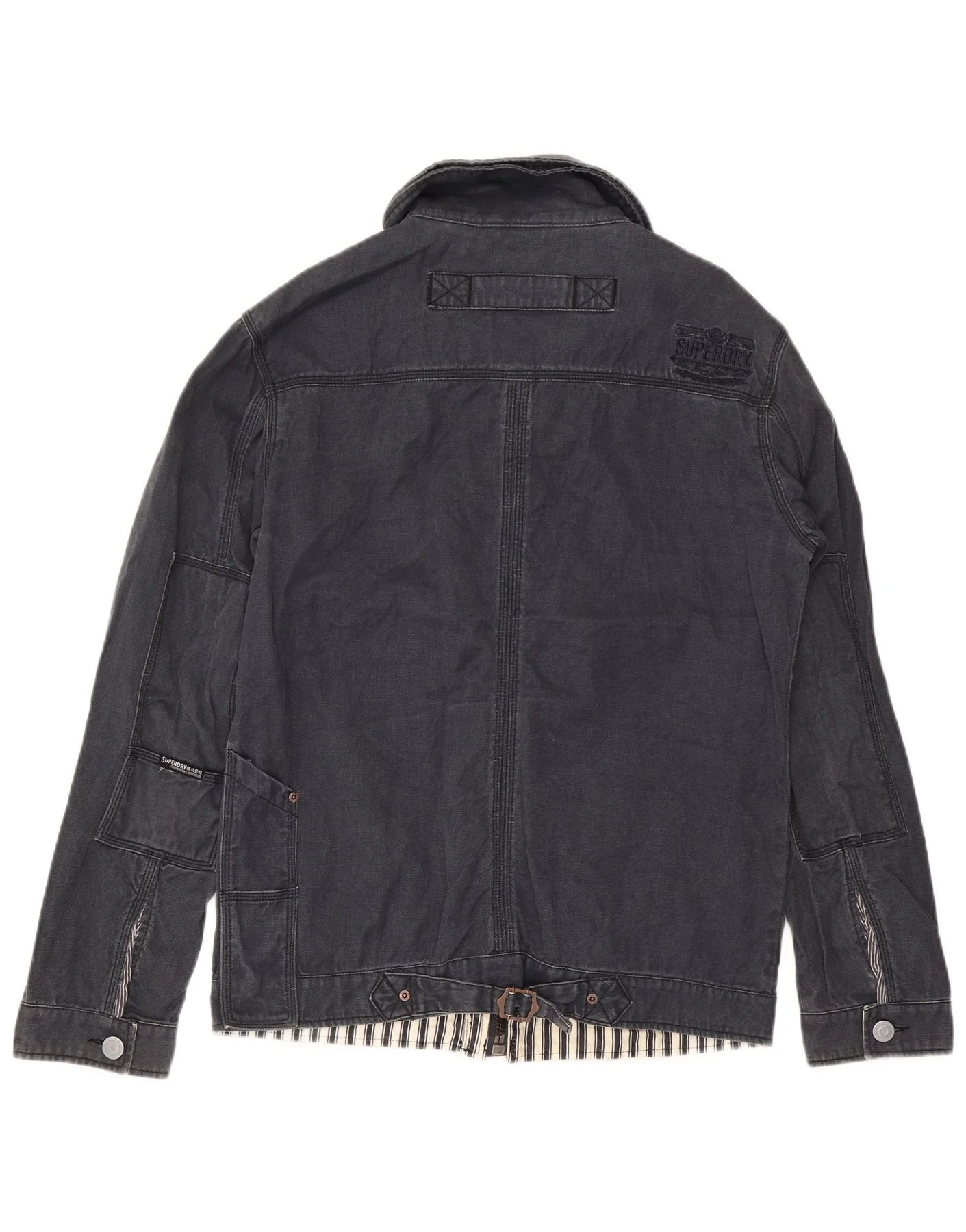 Superdry Mens Utility Jacket UK 42 XL Navy Blue Cotton - Image 2