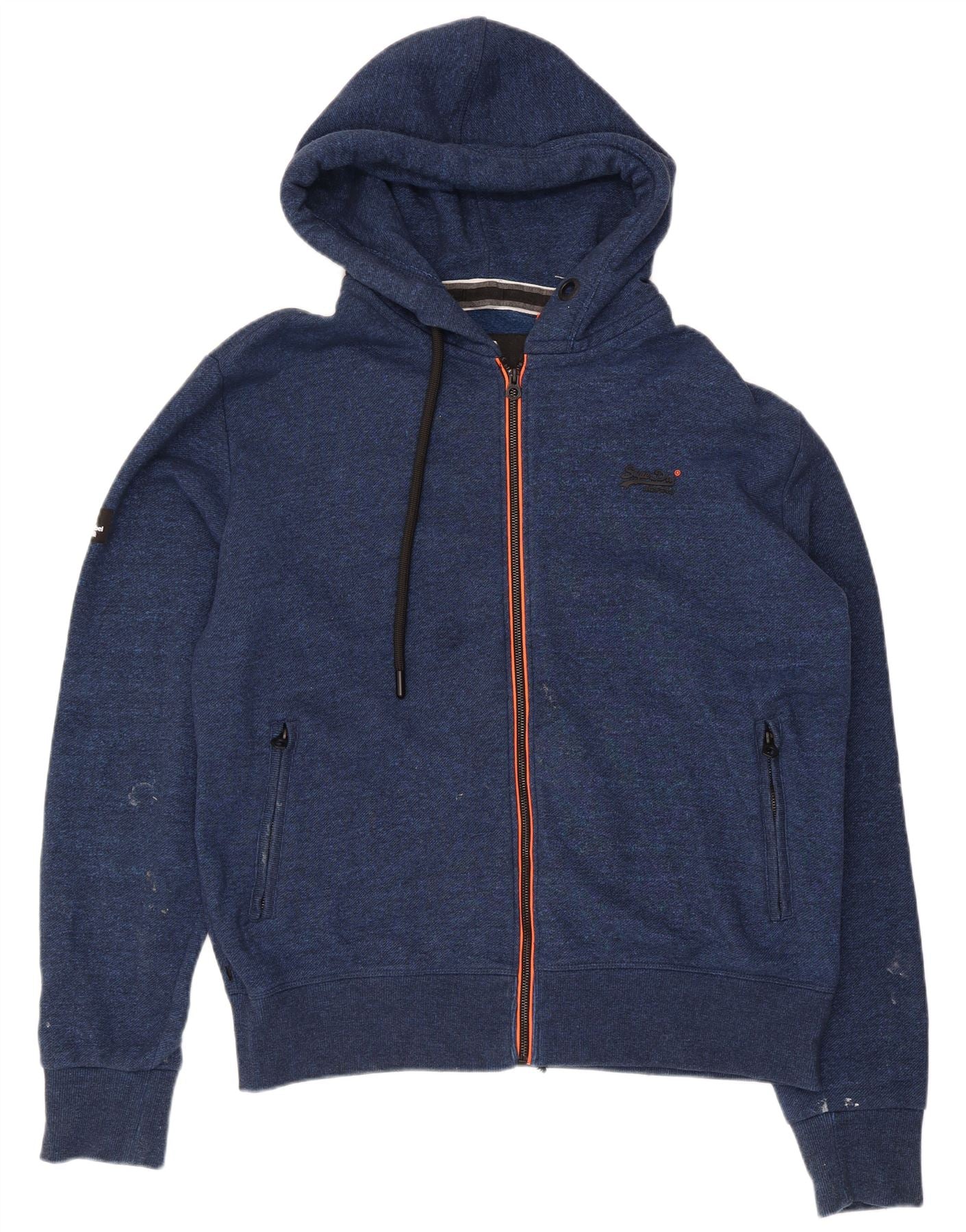 Superdry Mens Zip Hoodie Sweater 2XL Navy Blue Cotton