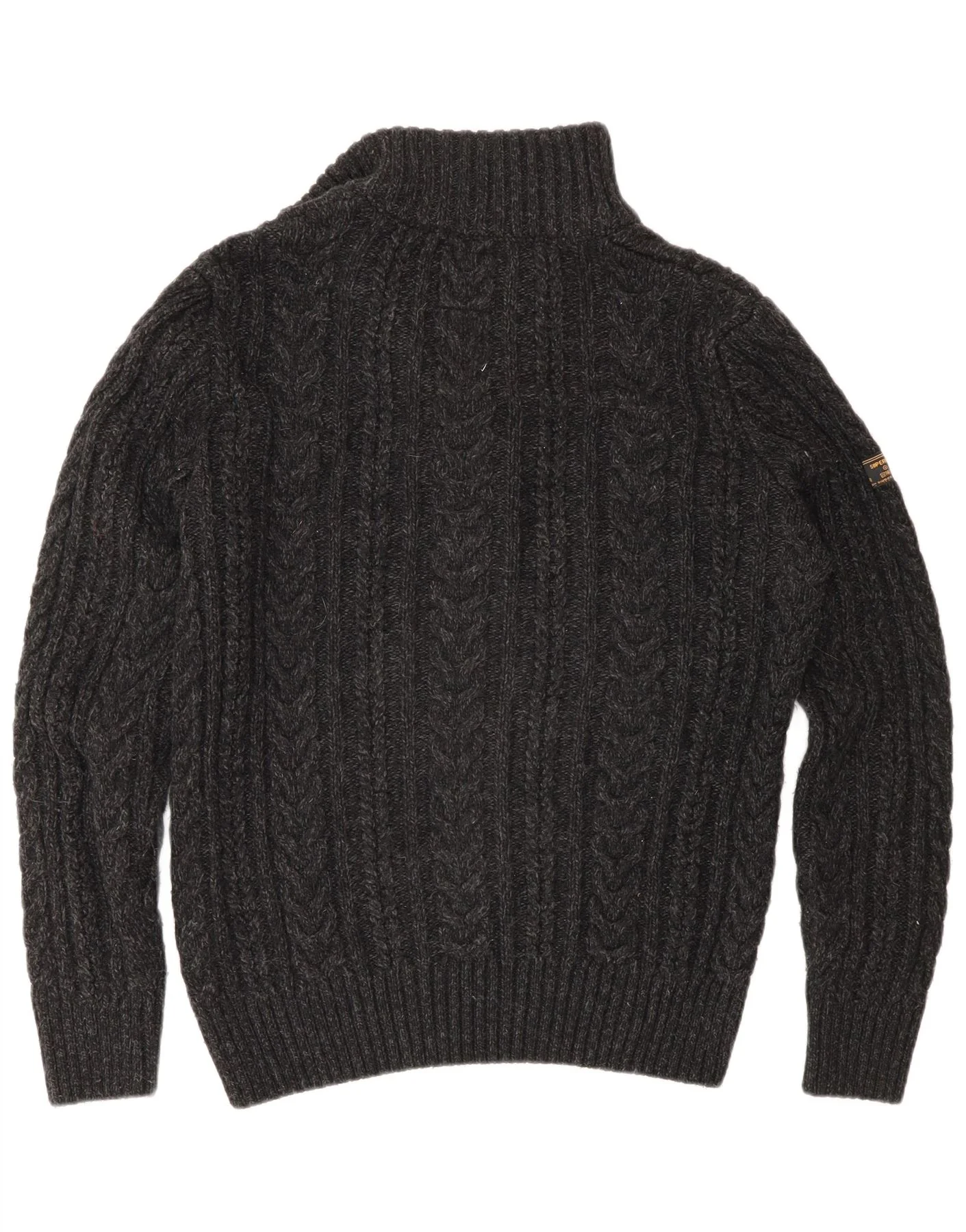 Superdry Mens Zip Neck Jumper Sweater Medium Grey Acrylic - Image 2