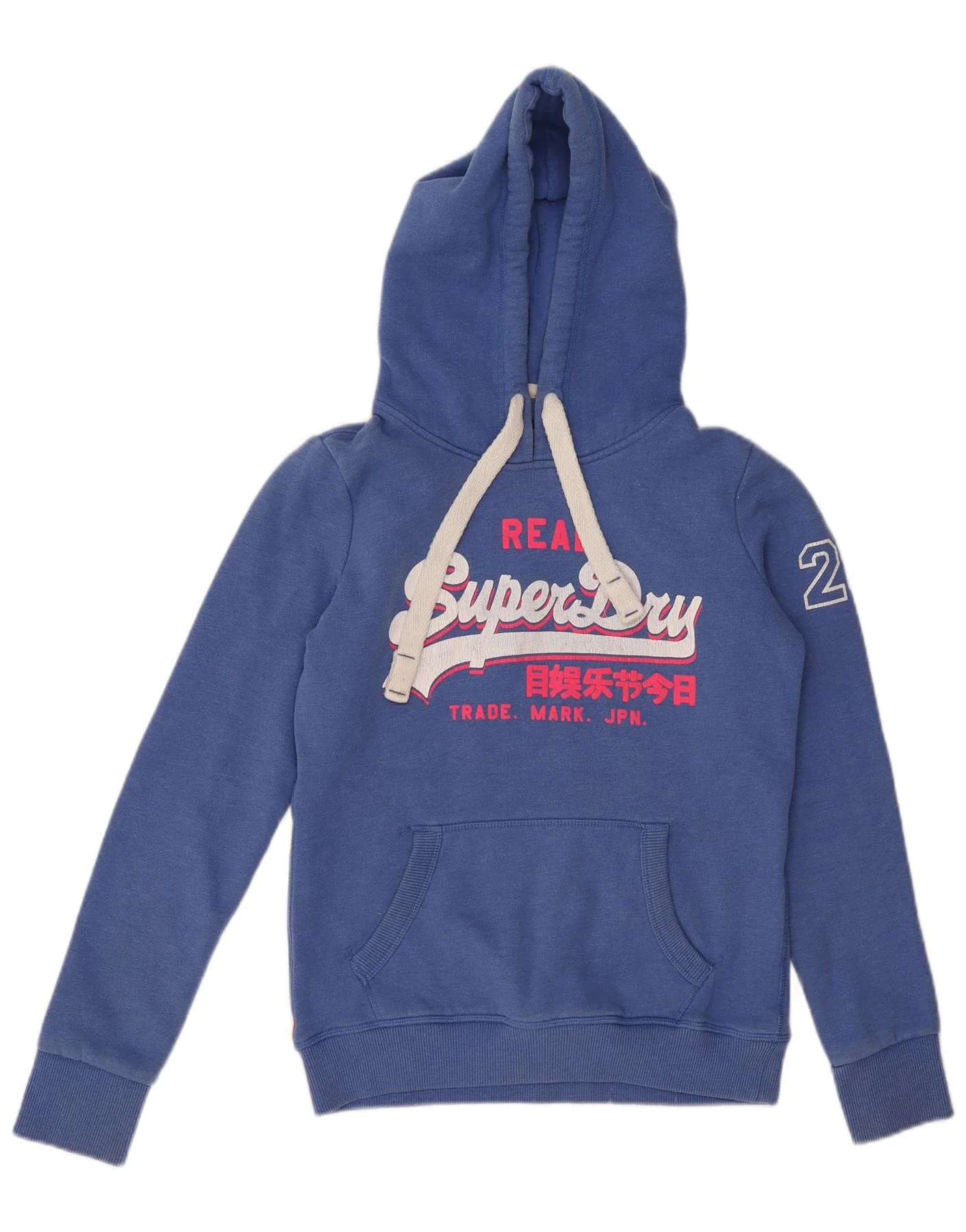 Superdry Womens Graphic Hoodie Jumper UK 10 Small Blue Cotton