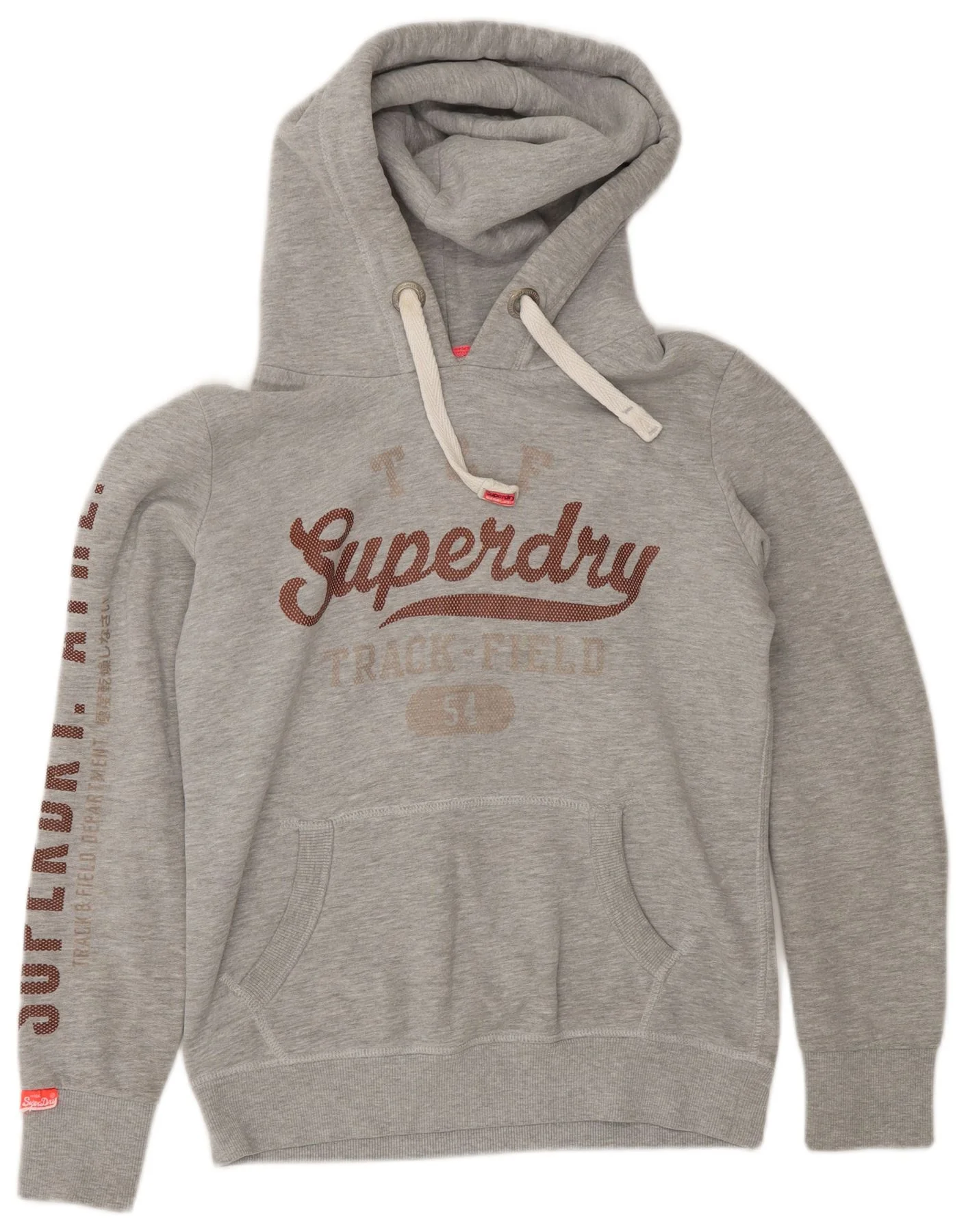 Superdry Womens Graphic Hoodie Jumper UK 10 Small Grey Cotton