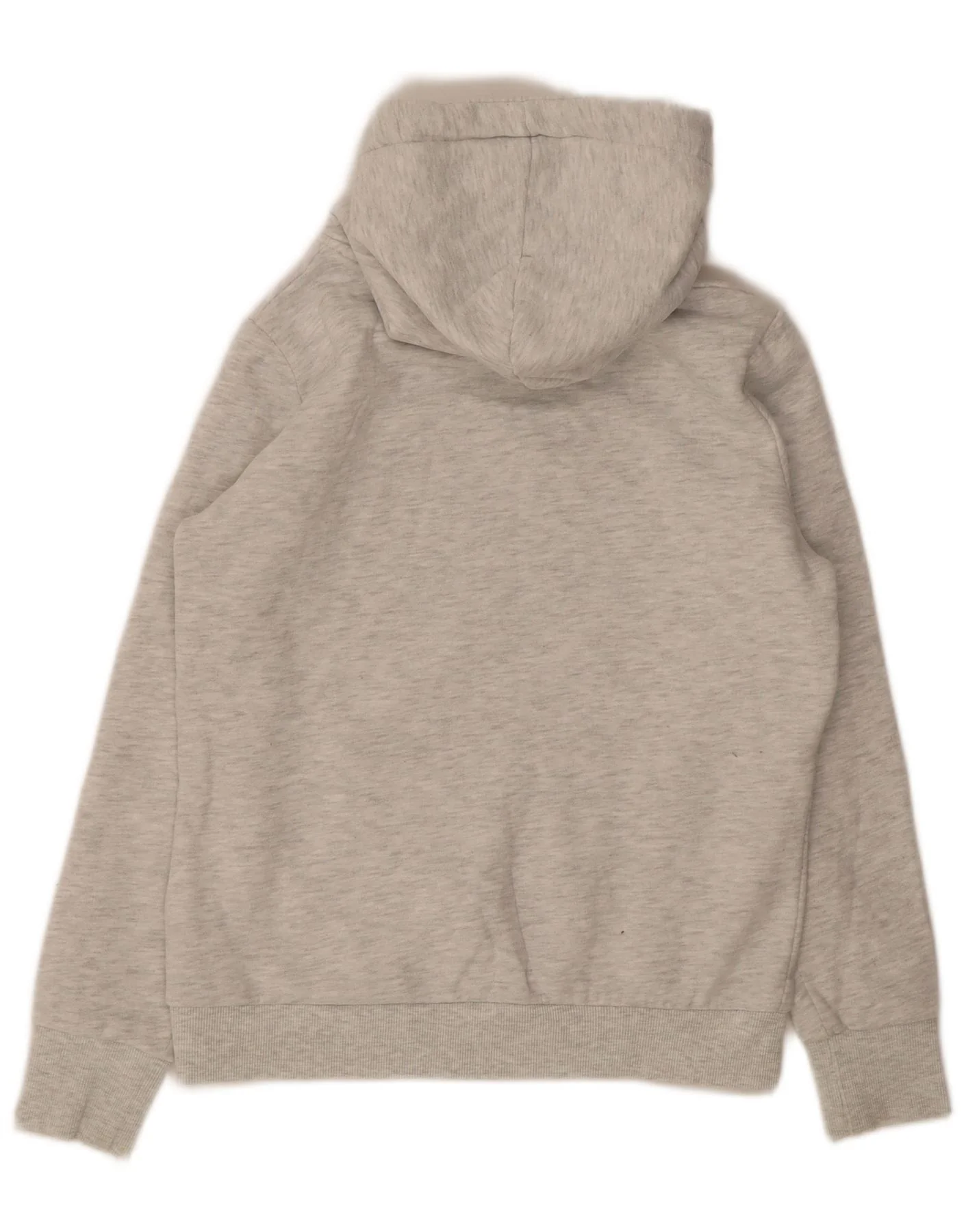 Superdry Womens Graphic Hoodie Jumper UK 12 Medium Grey Flecked Cotton - Image 2