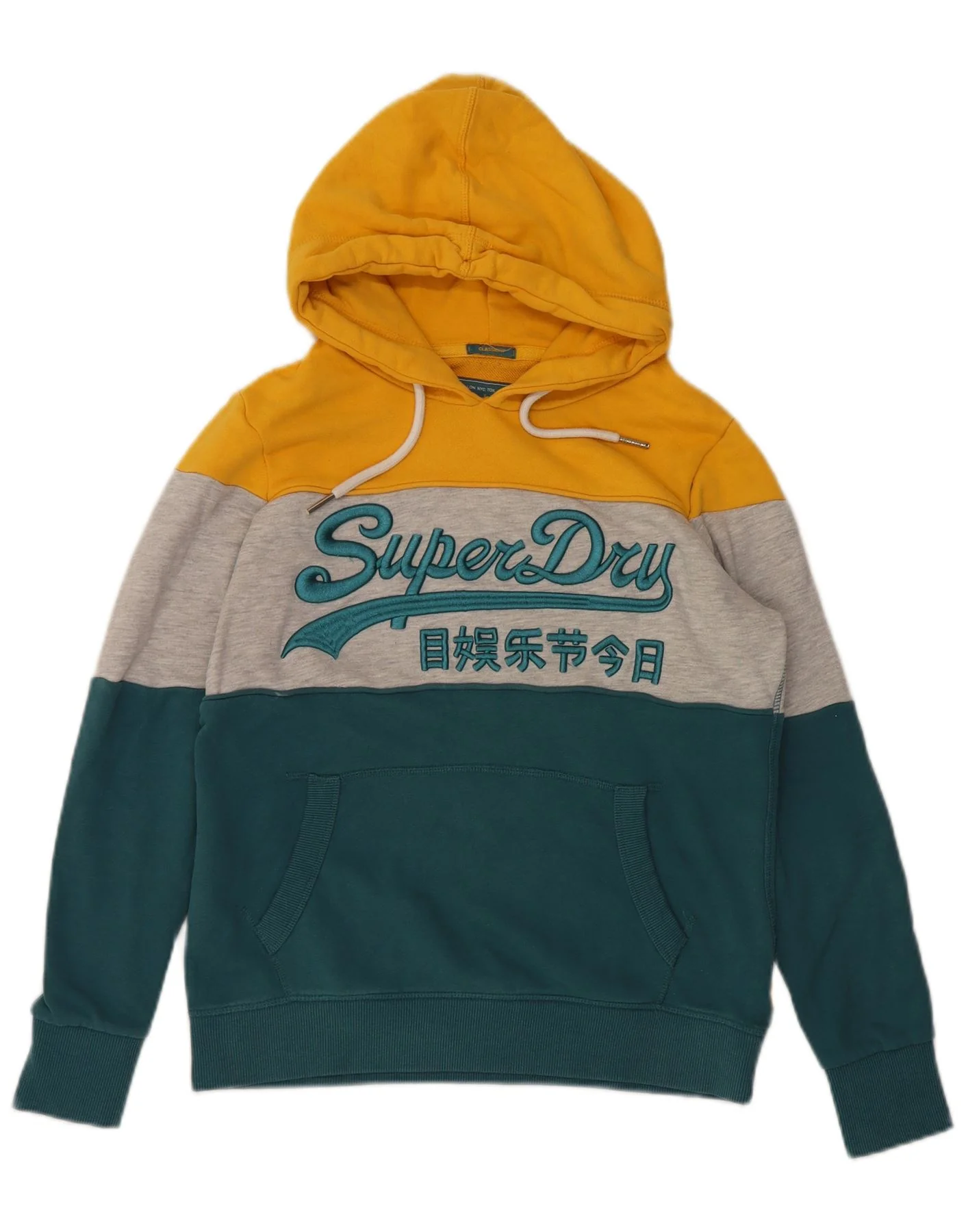 Superdry Womens Graphic Hoodie Jumper UK 14 Large Multicoloured Colourblock