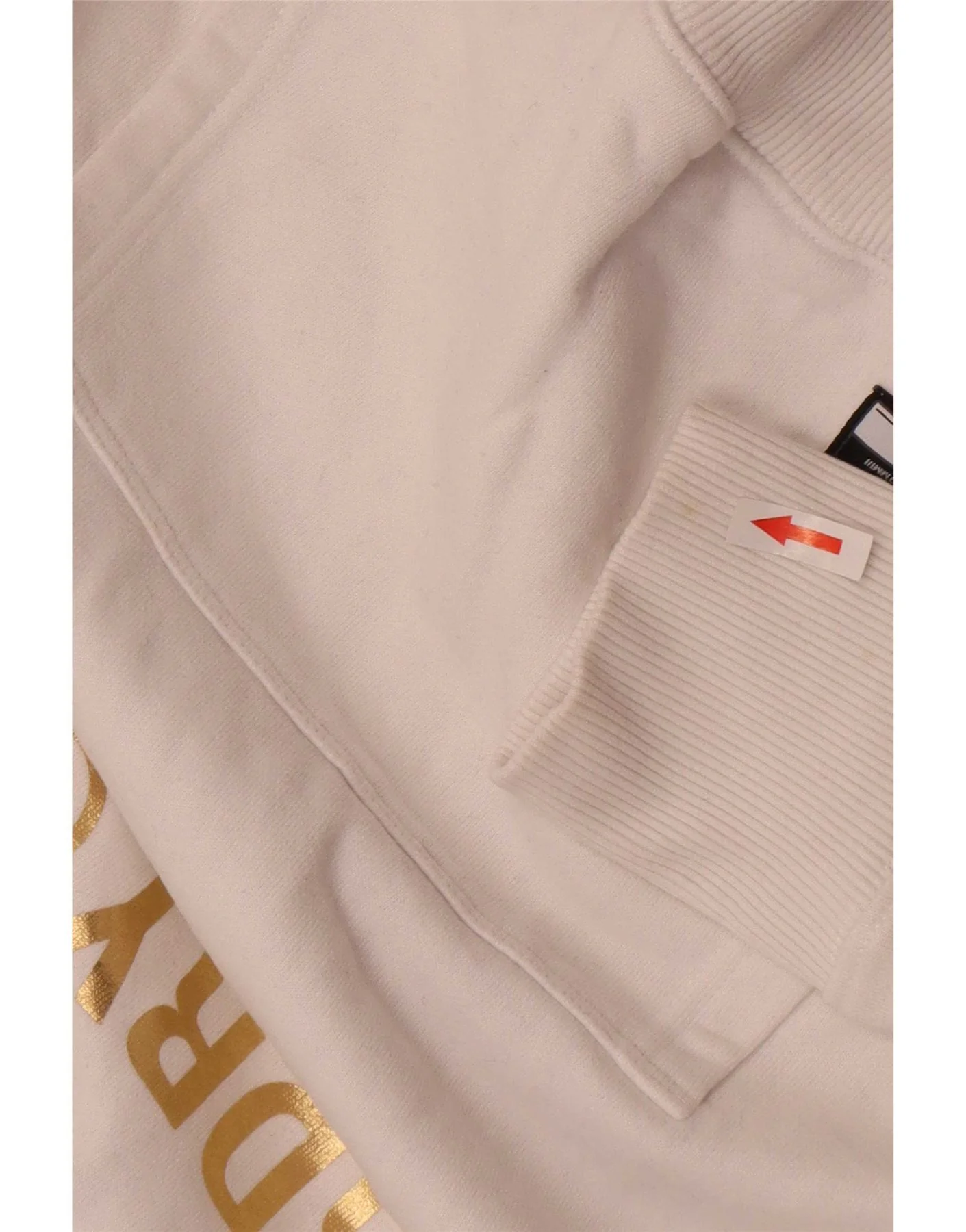 Superdry Womens Graphic Oversized Hoodie Jumper UK 14 Large White Cotton - Image 4