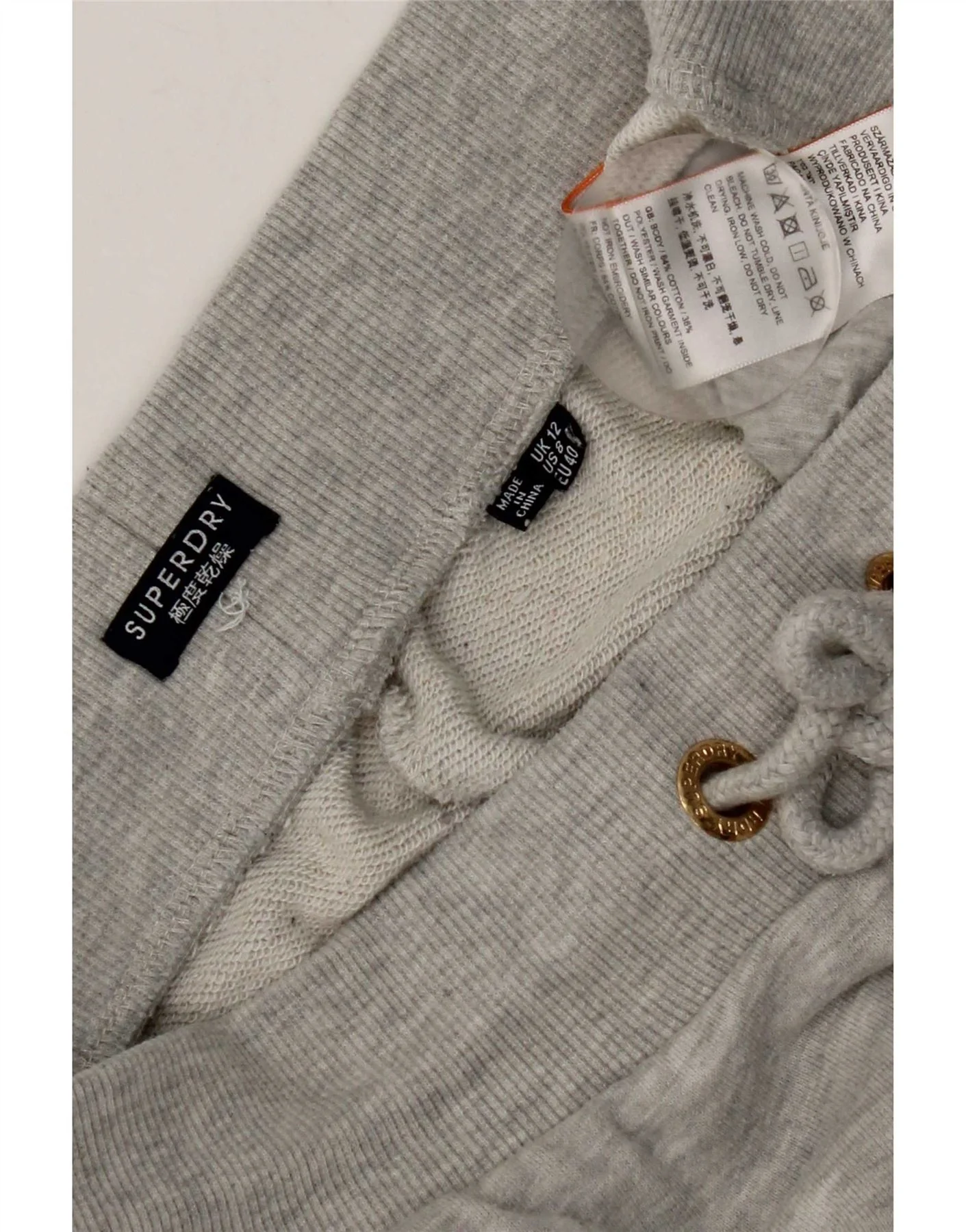 Superdry Womens Graphic Tracksuit Trousers Joggers UK 12 Medium Grey Cotton - Image 7