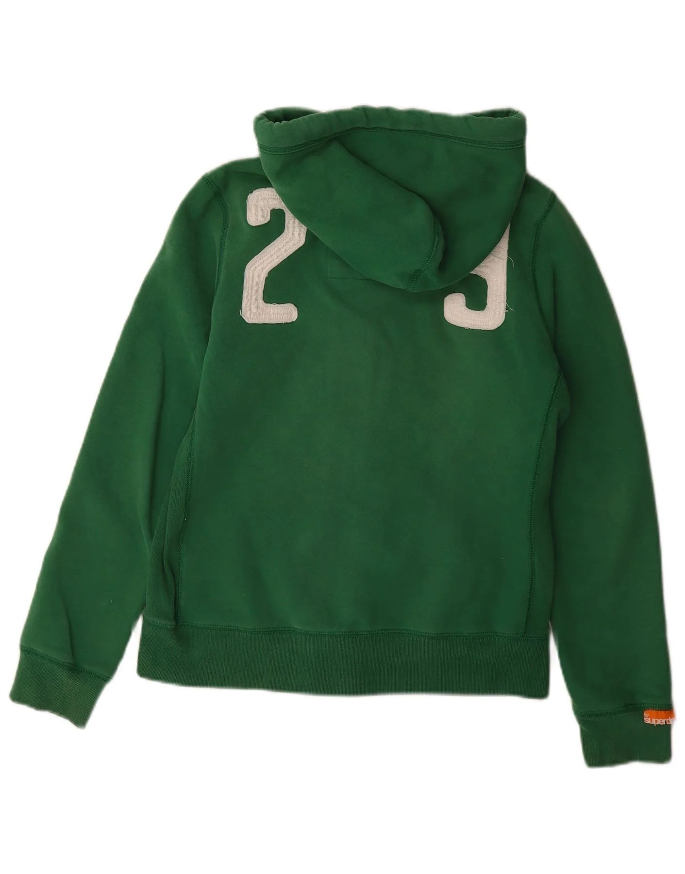 Superdry Womens Graphic Zip Hoodie Sweater UK 16 Large Green Cotton - Image 2