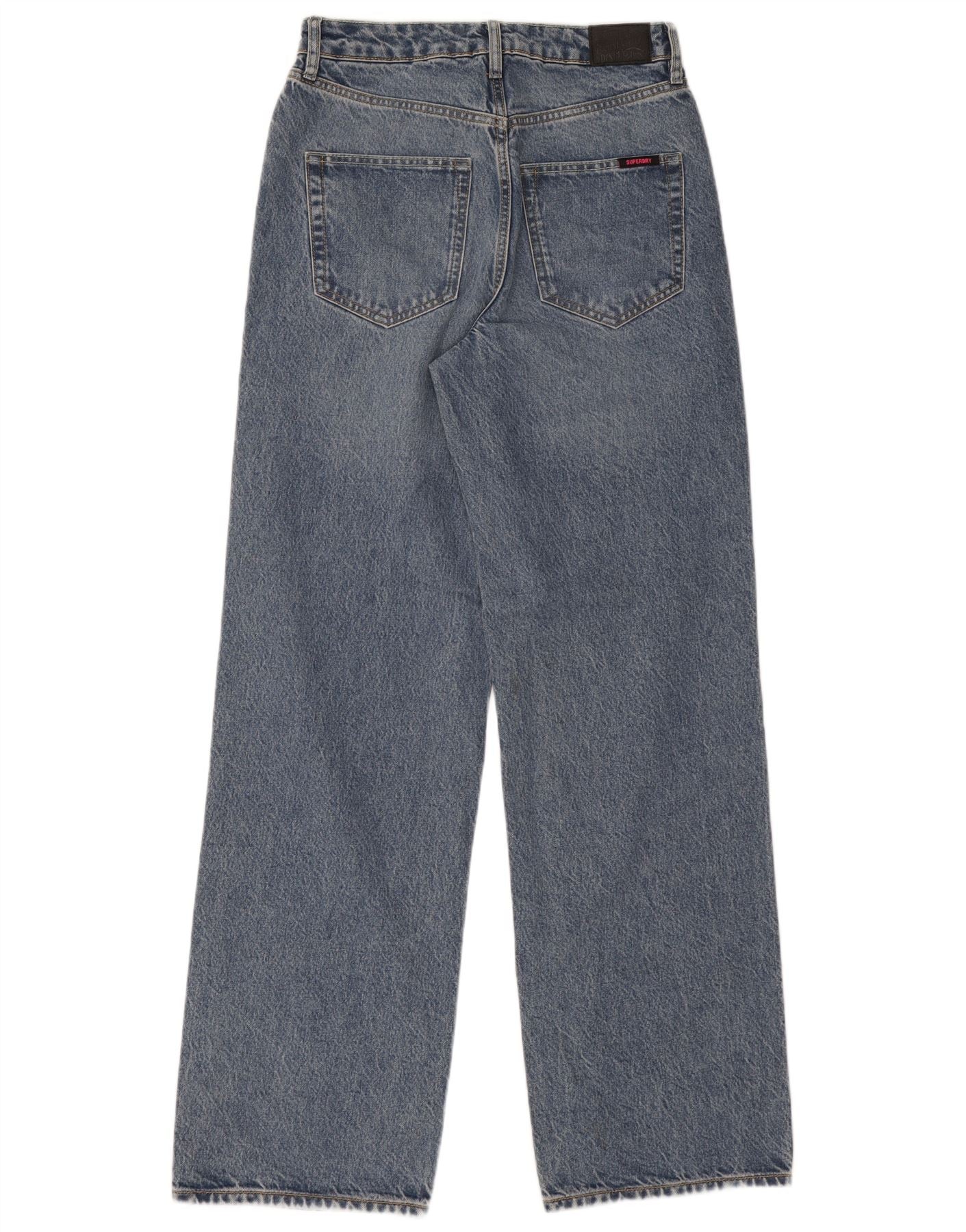Superdry Womens High Waist Wide Leg Jeans W28 L32 Blue Cotton - Image 2
