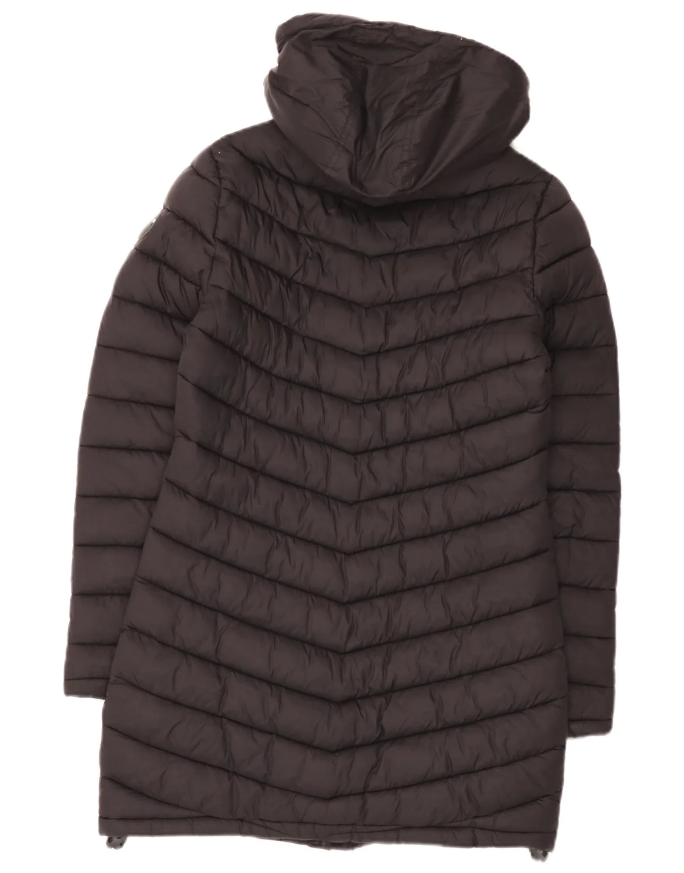 Superdry Womens Hooded Padded Coat UK 10 Small Black Nylon - Image 2