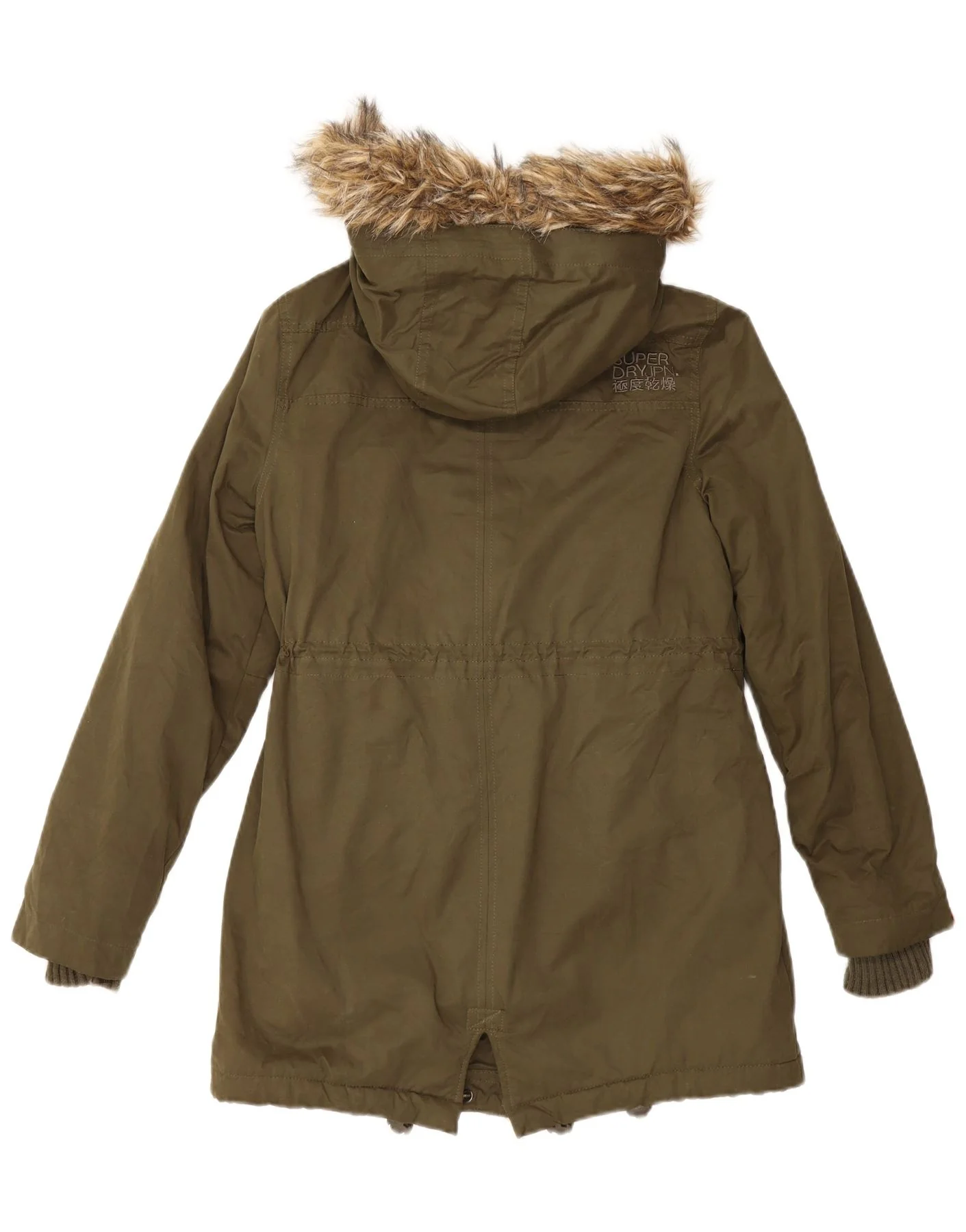 Superdry Womens Hooded Parka Jacket UK 14 Large Green Polyester - Image 2