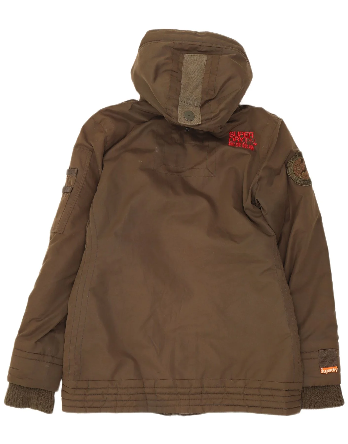Superdry Womens Hooded Windbreaker Jacket UK 16 Large Khaki Polyester - Image 2